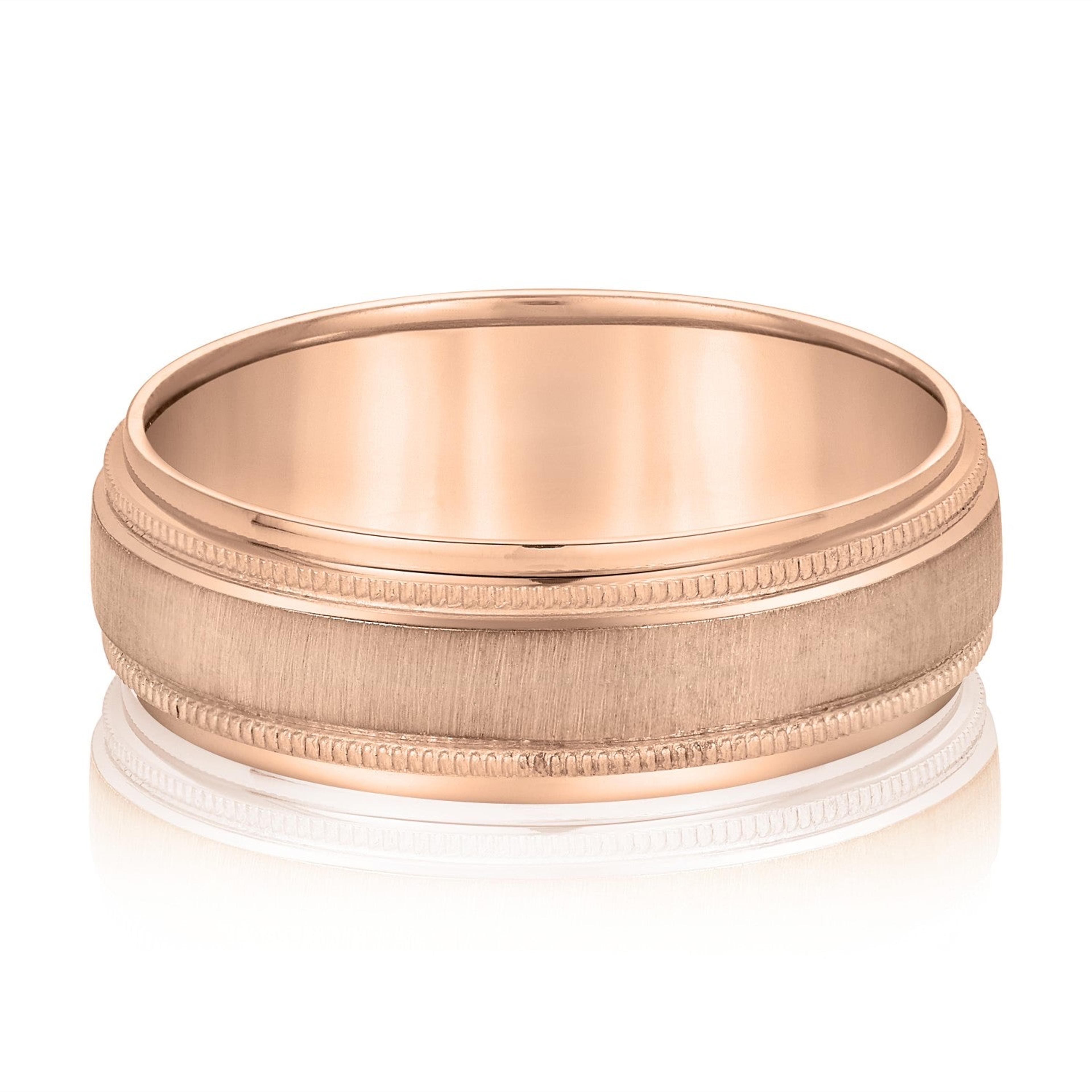 Milgrain Pattern Groove Men's Wedding Band