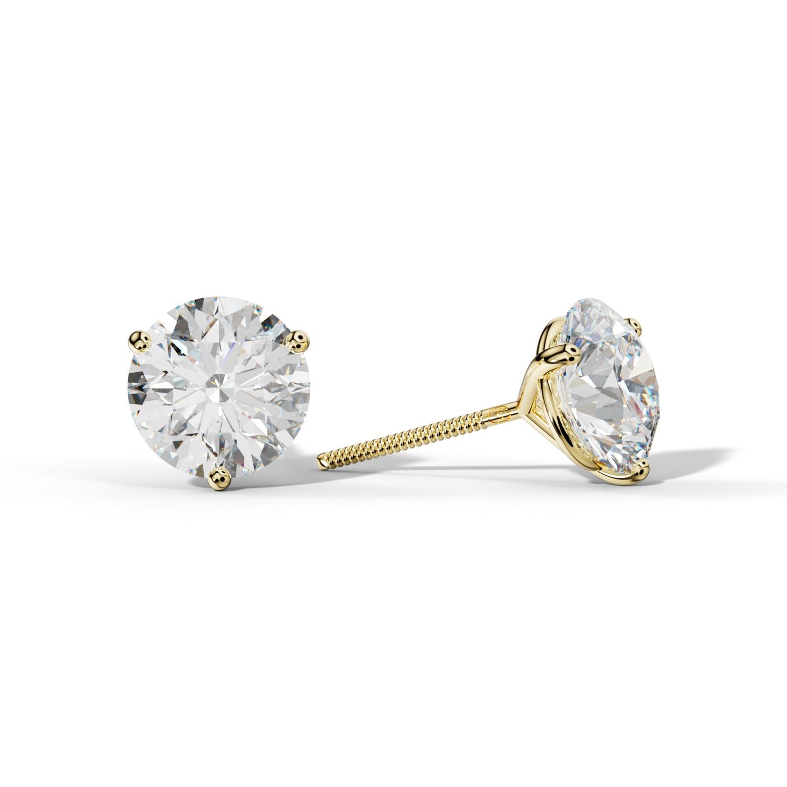 Three Prong Diamond Stud Earrings