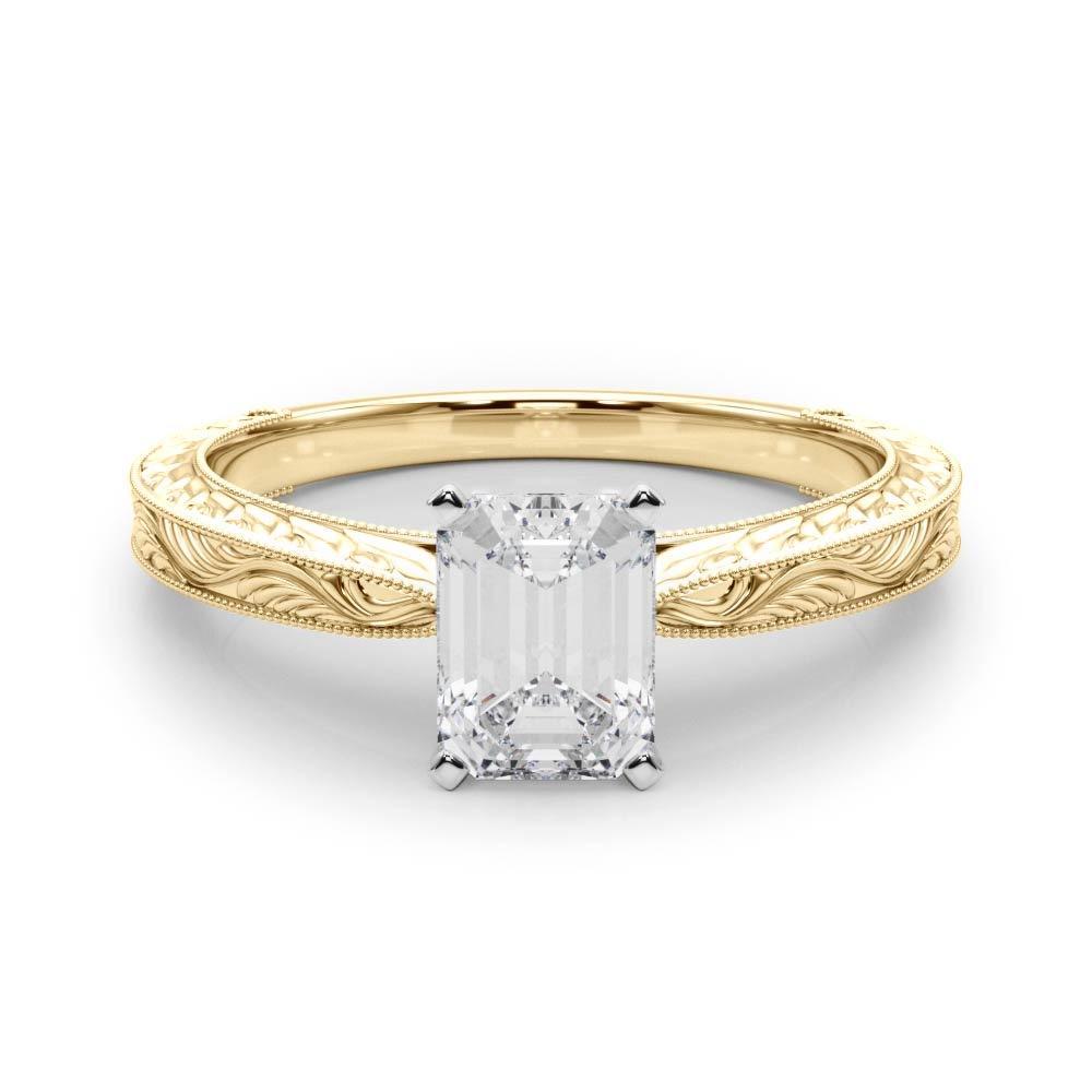 Victoria Emerald Diamond Solitaire Engagement Ring