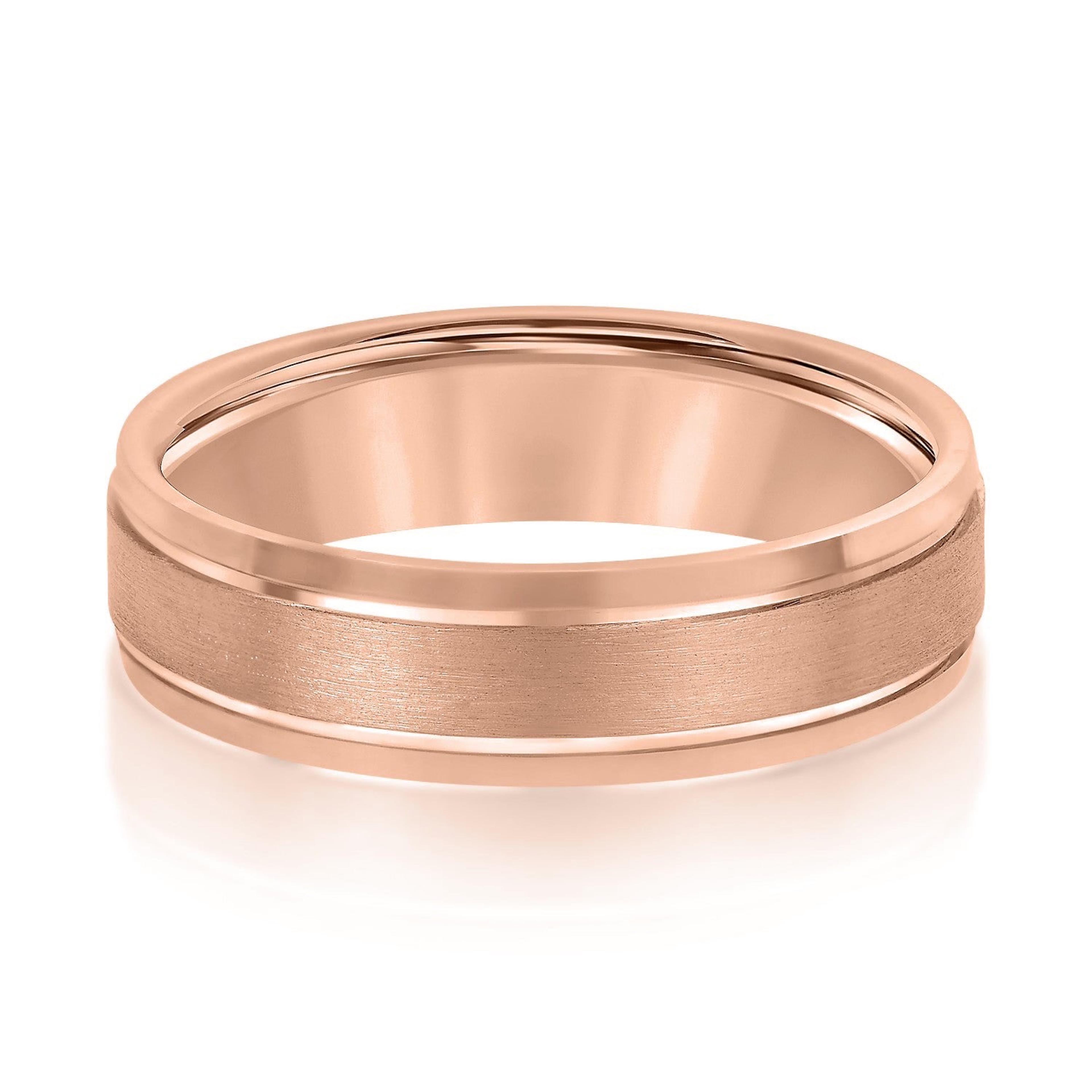 Men's Comfort Fit Brushed Finish Beveled Edge Wedding Band