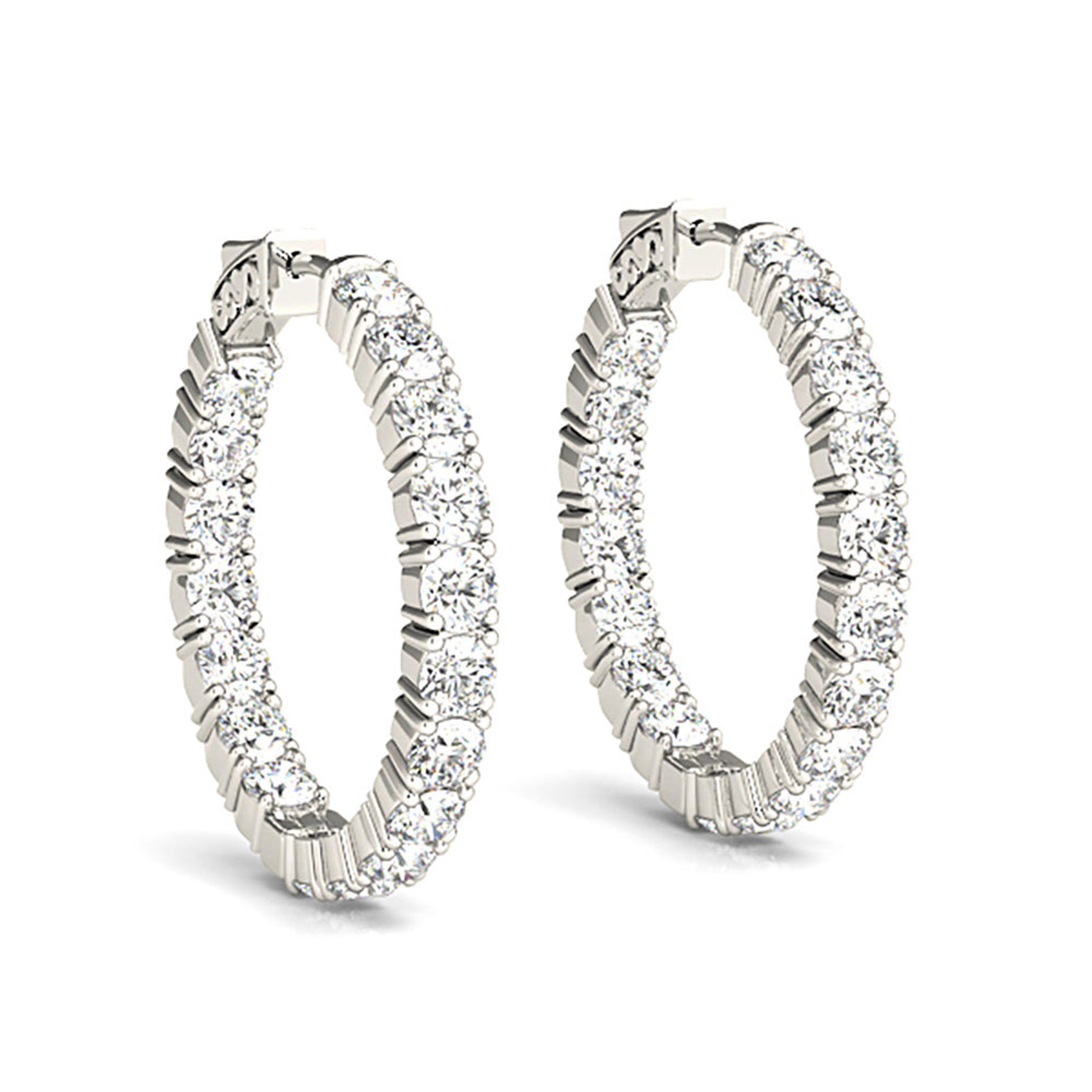 Classic 6.00 ctw Diamond Hoop Earrings Inside-Out