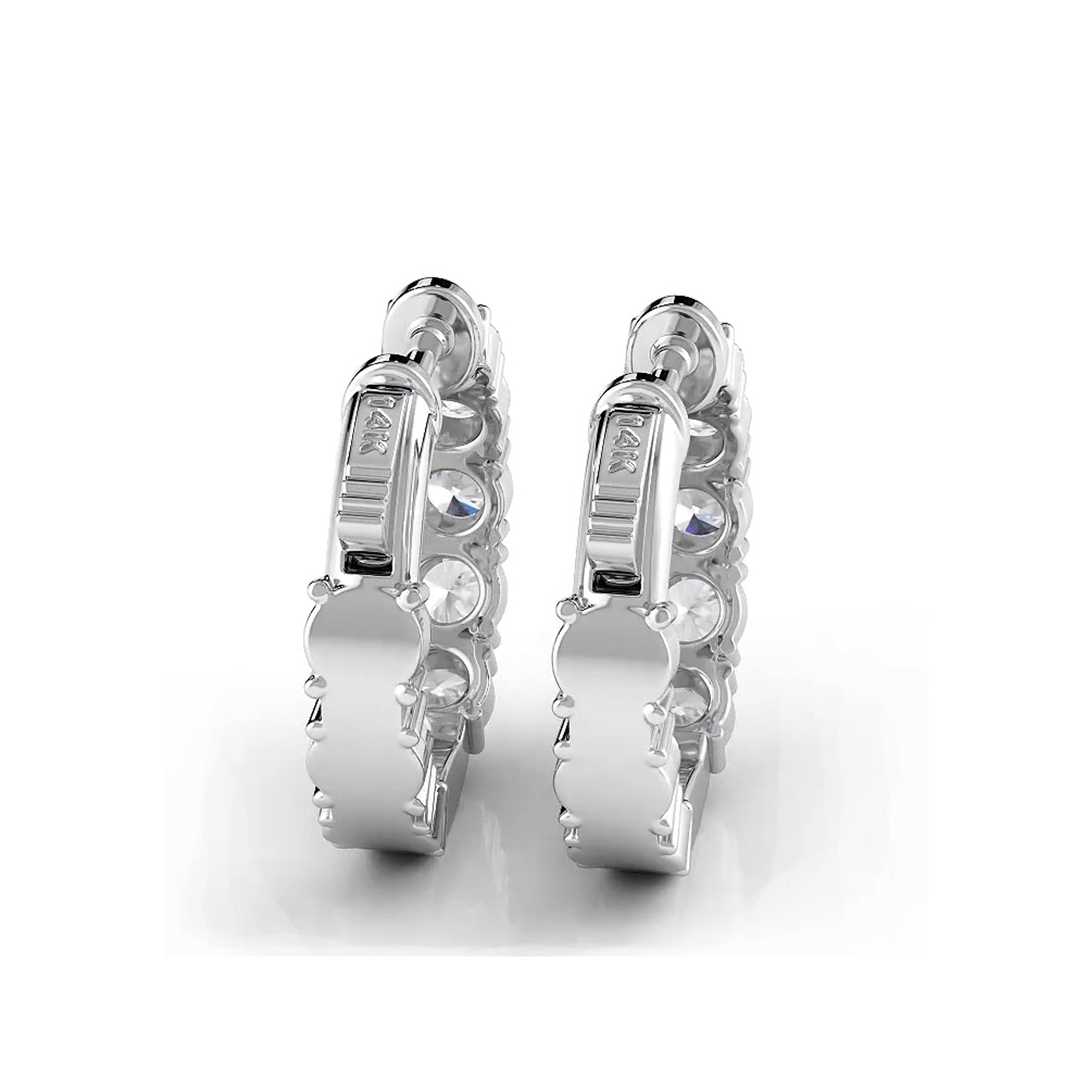 1.0 ctw. Diamond Hoop Earrings Crown Style Setting