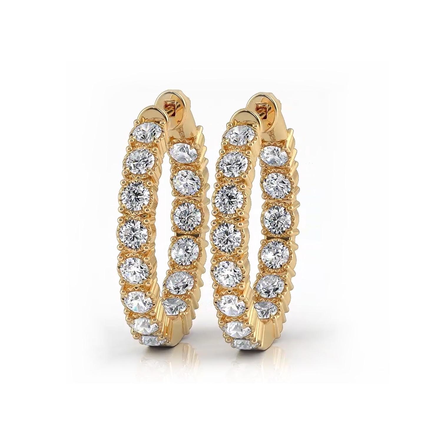 1.50 ctw. Round Diamond Hoop Earrings Crown Style Setting