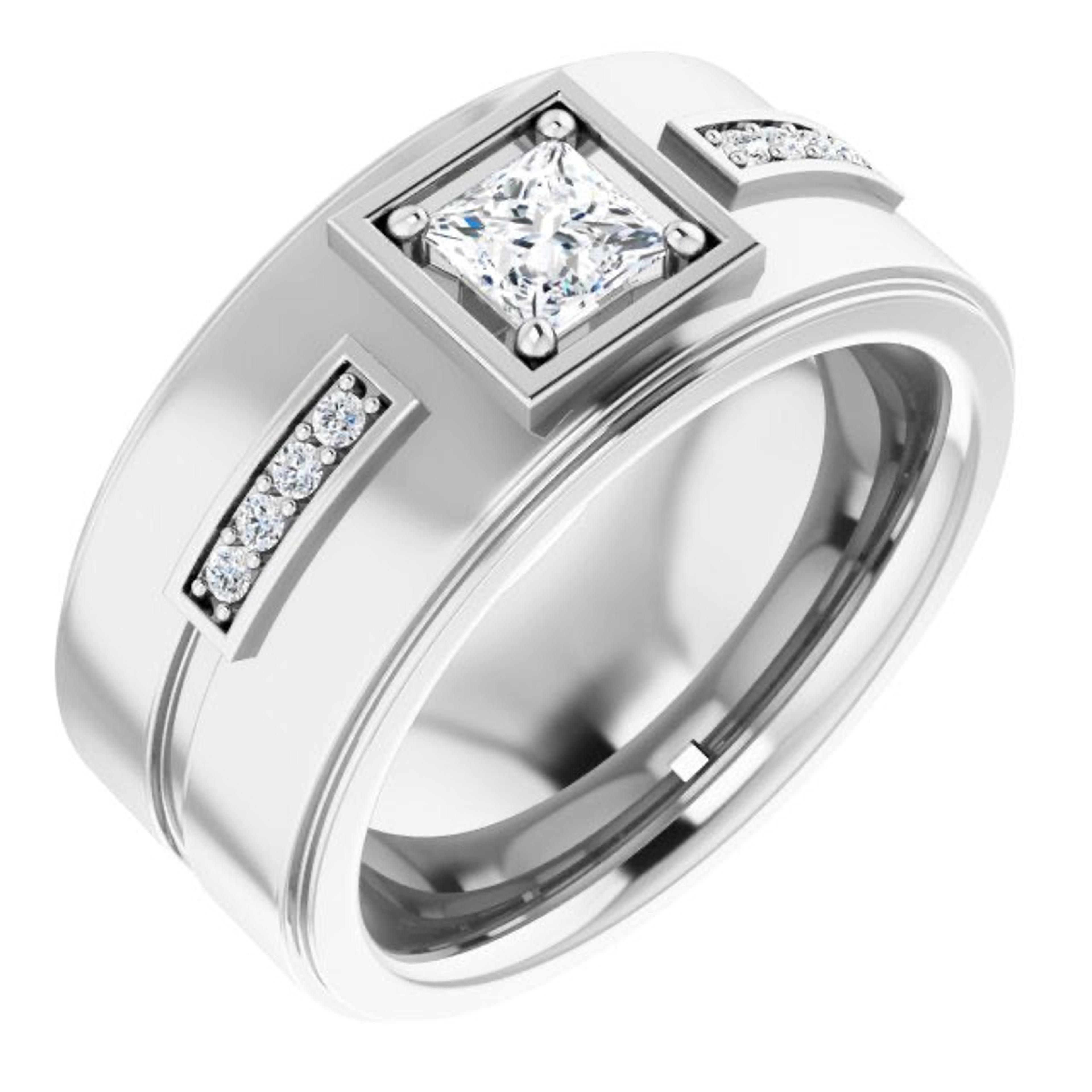 0.62 ctw Princess & Round Diamond Wide Men's Ring