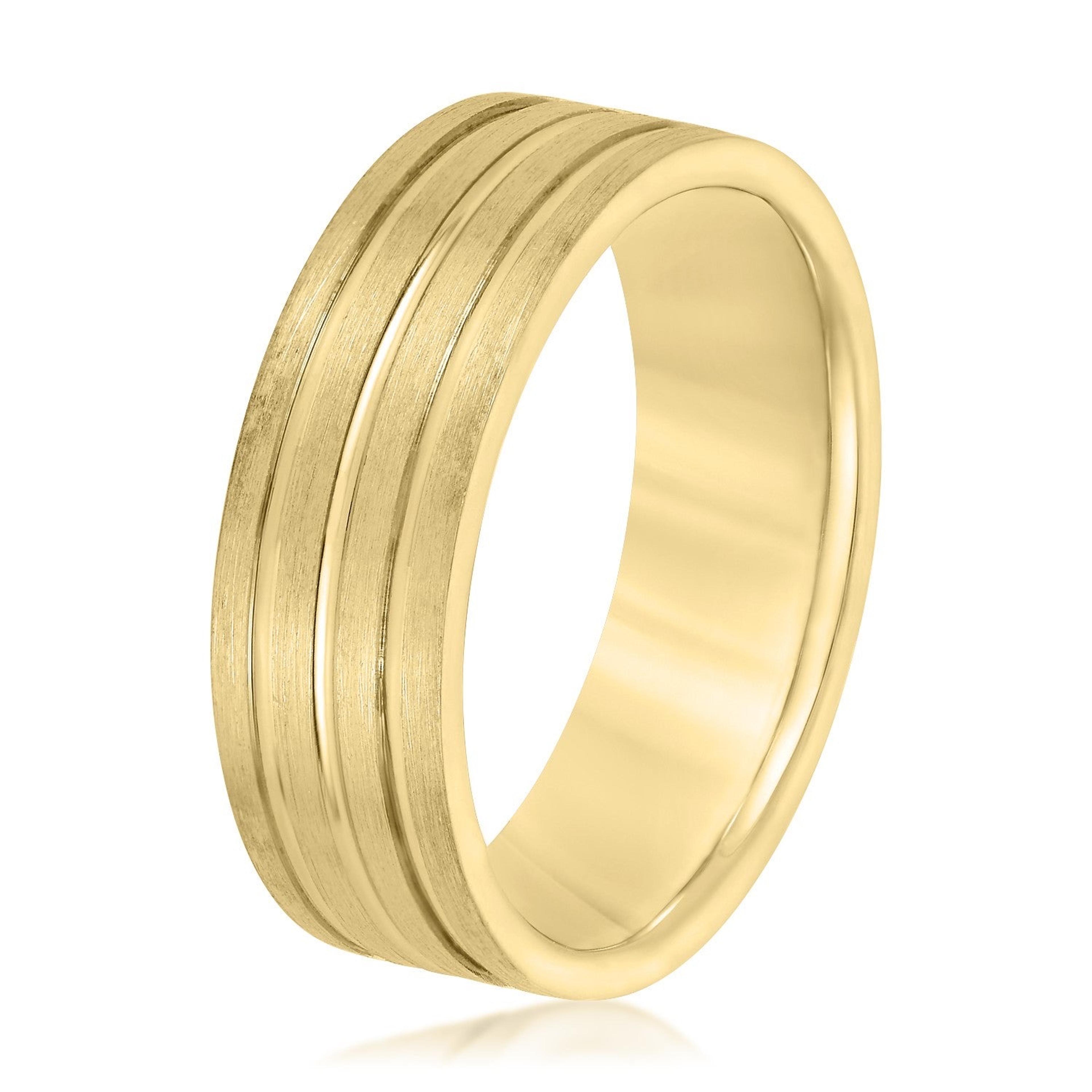 Men's 3 Groove Textured Wedding Band