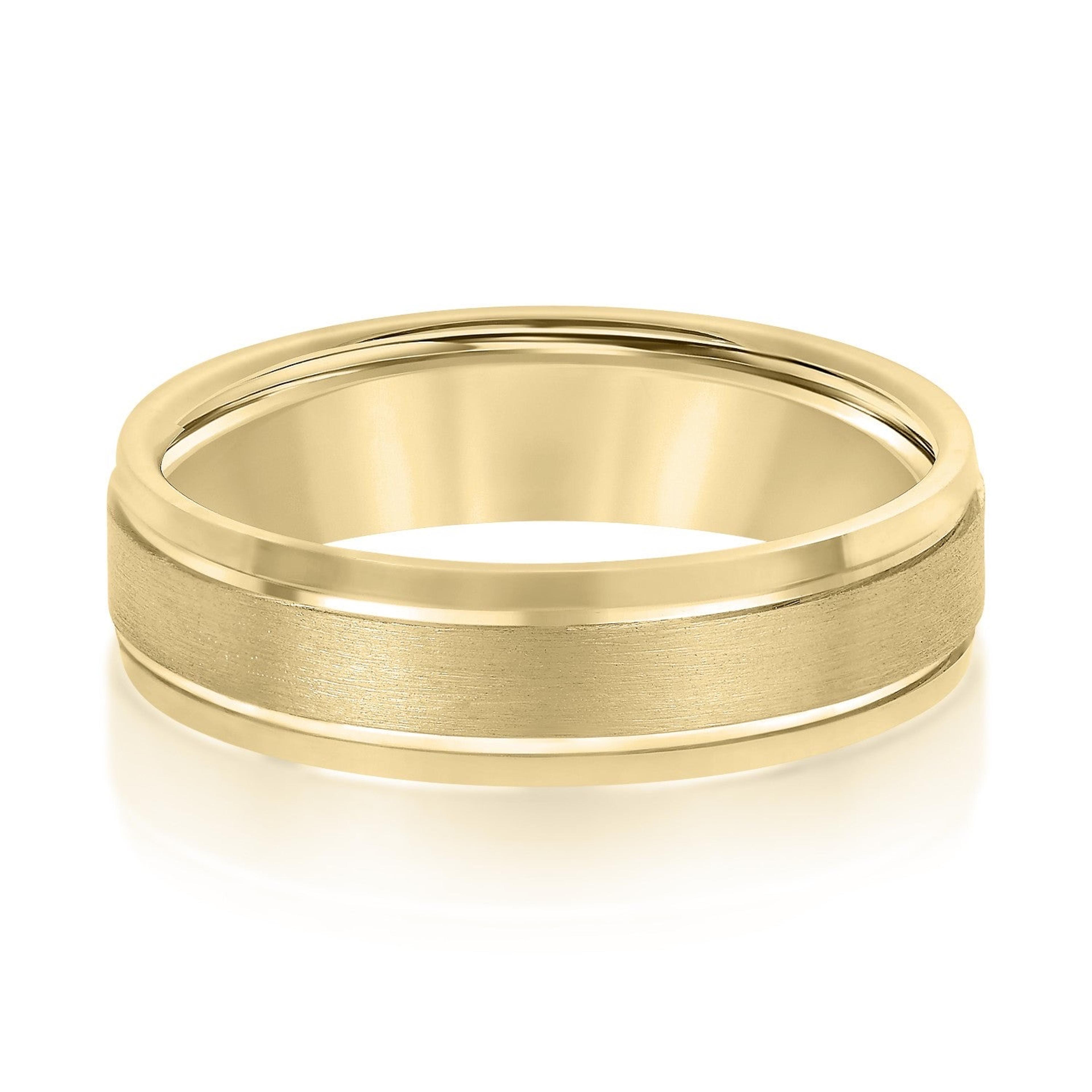 Men's Comfort Fit Brushed Finish Beveled Edge Wedding Band