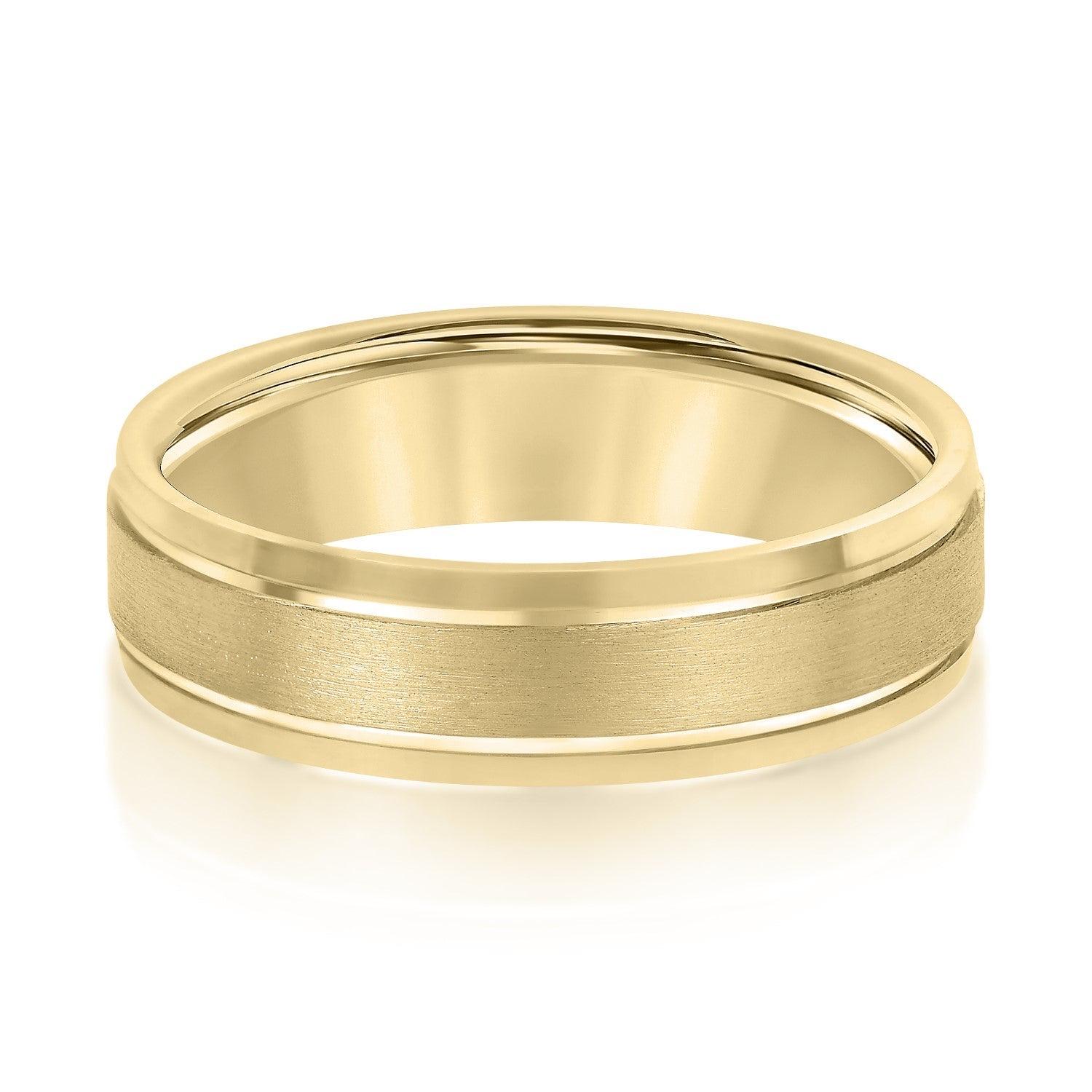 Men's Comfort Fit Brushed Finish Beveled Edge Wedding Band