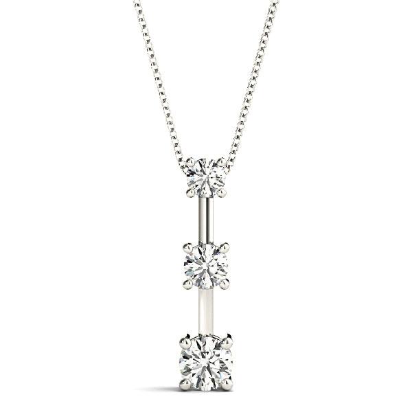 Graduated 1.00 ctw Diamond Three Stone Necklace Pendant-VIRABYANI