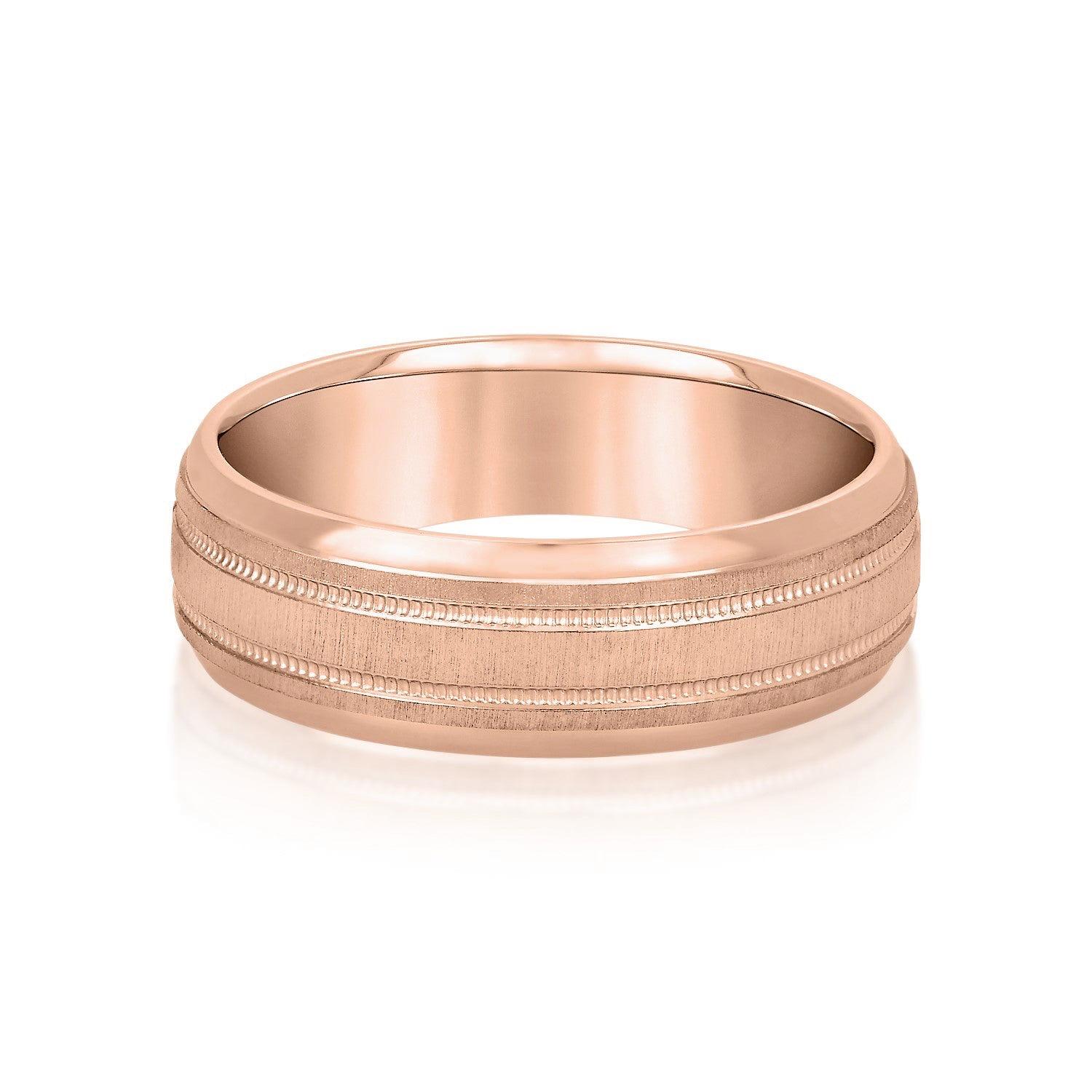 Slightly Dome Men's Wedding Band With Millgrain Edges