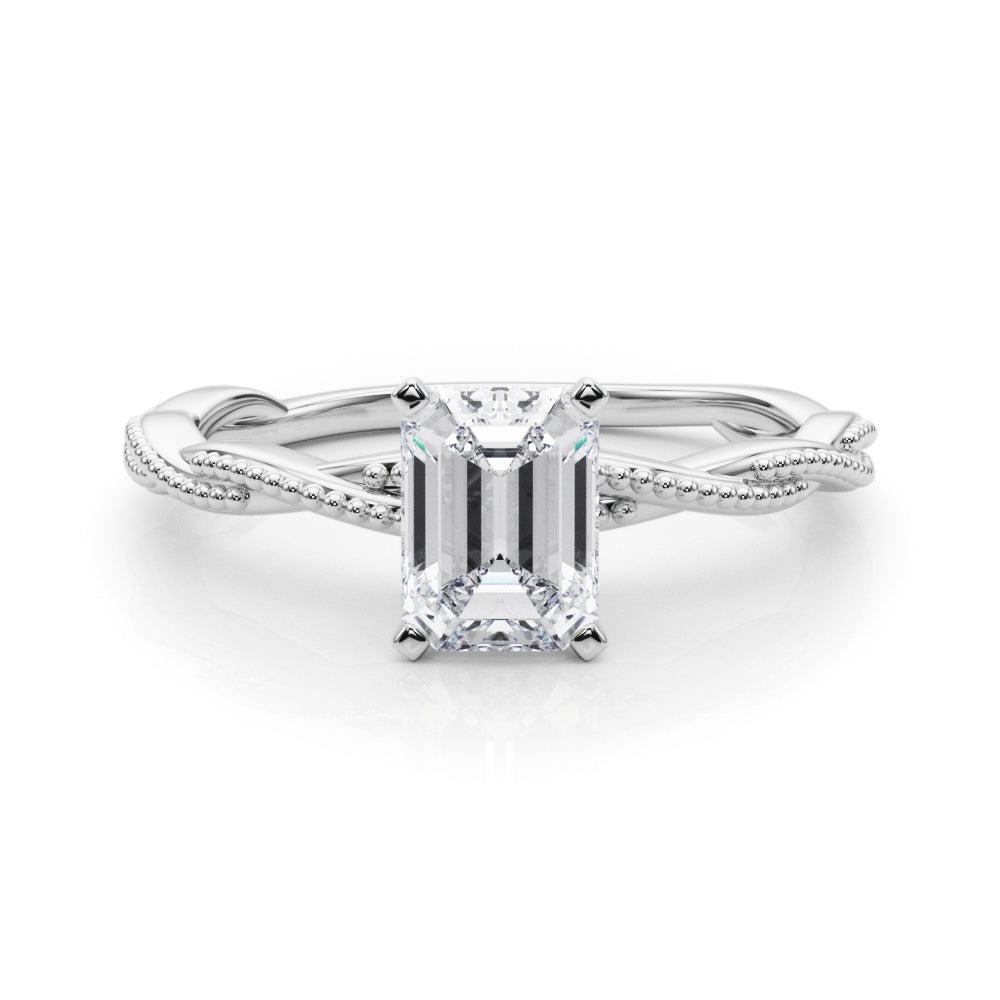 Anastasia Twisted Vine Emerald Diamond Solitaire Engagement Ring