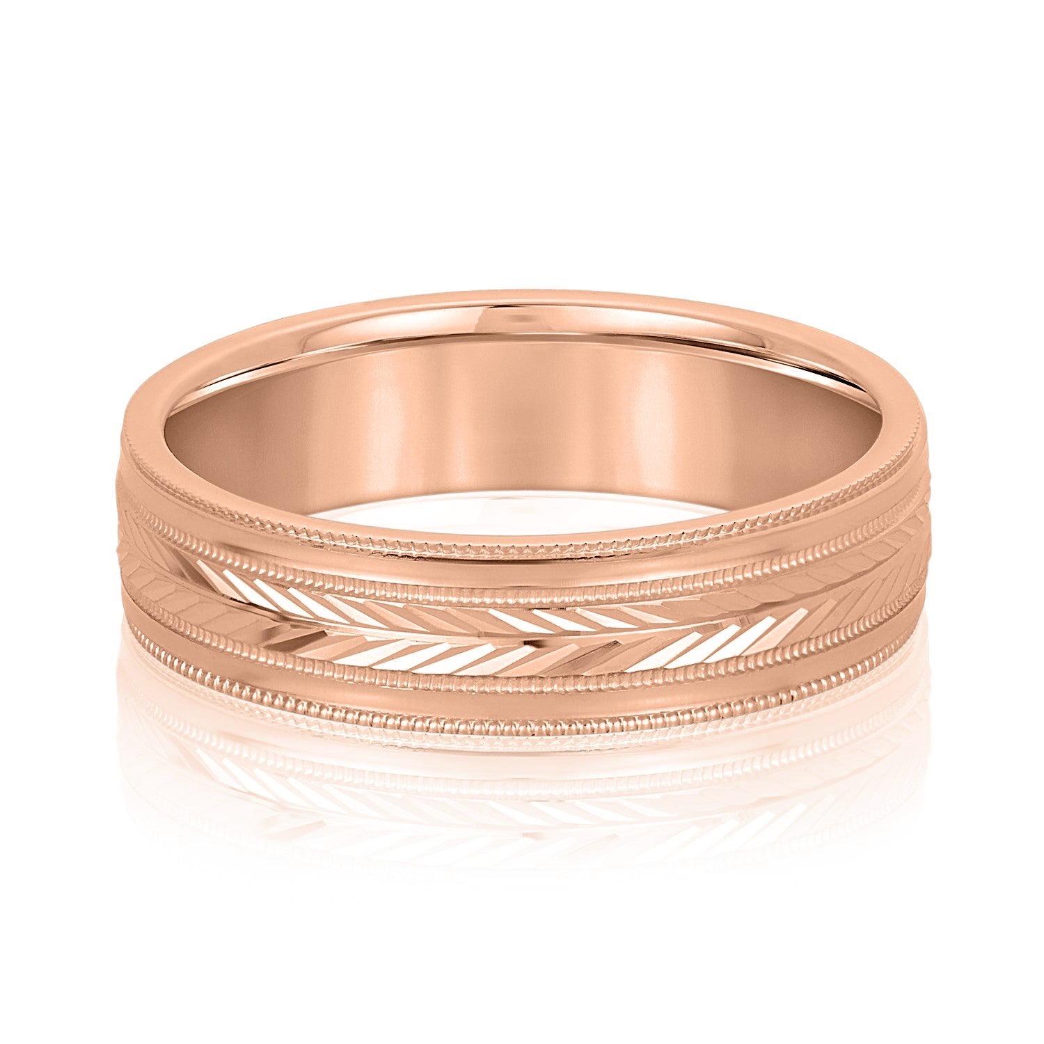 Men's Wheat Pattern Band with Milgrain
