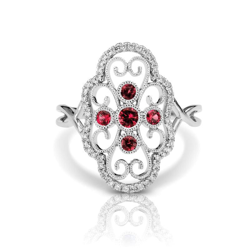 Vintage Inspired 0.20 ct. Natural Ruby Ring With Diamonds