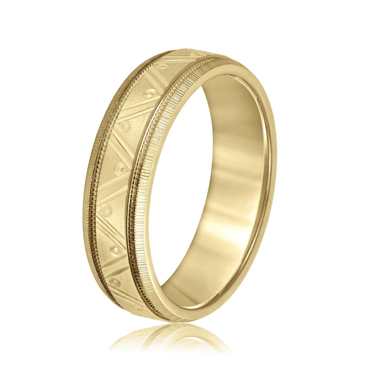 Men's Double Groove Geometric Wedding Band