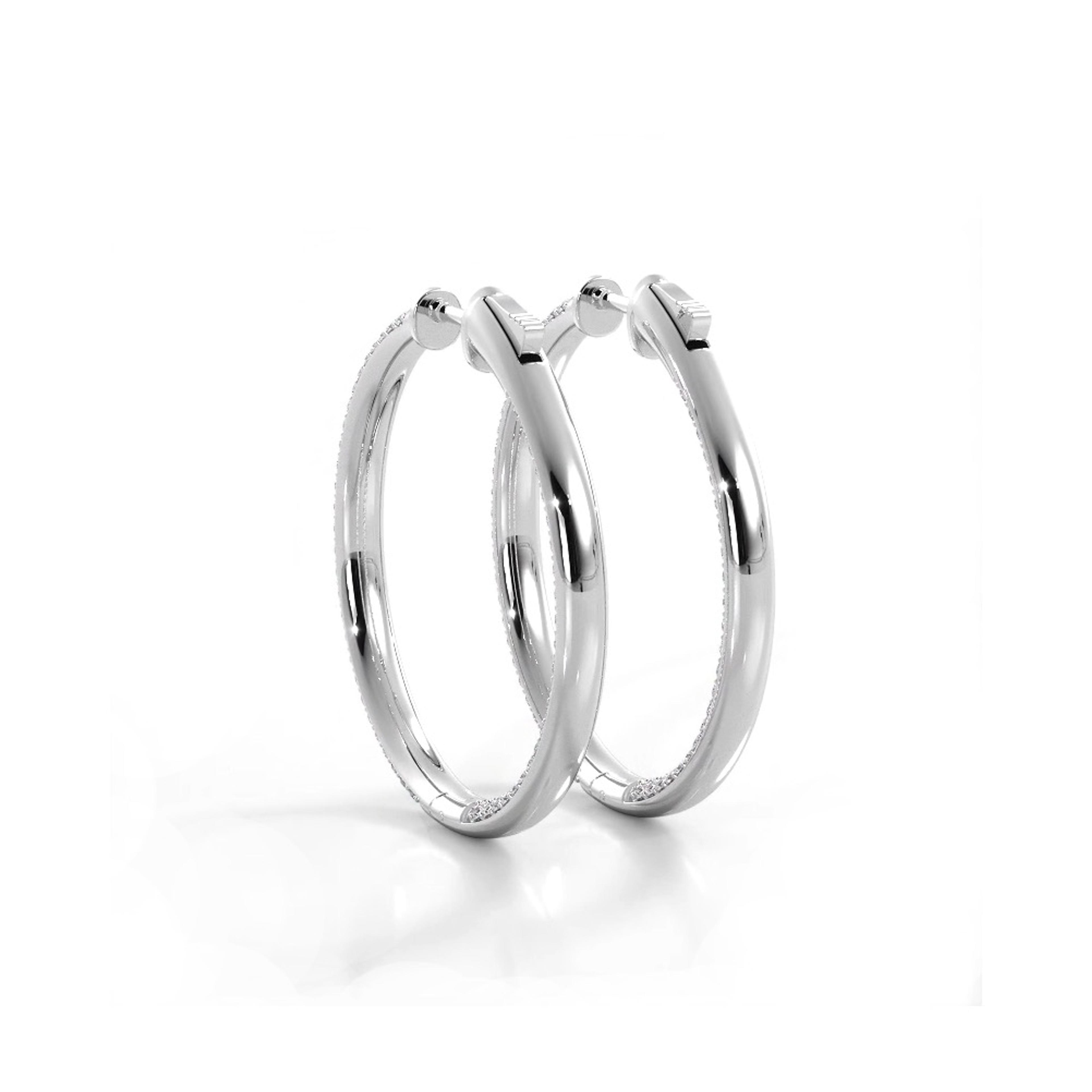 2.5 ctw. Triple Row Inside Out Pave Diamond Hoop Earrings Dome Style