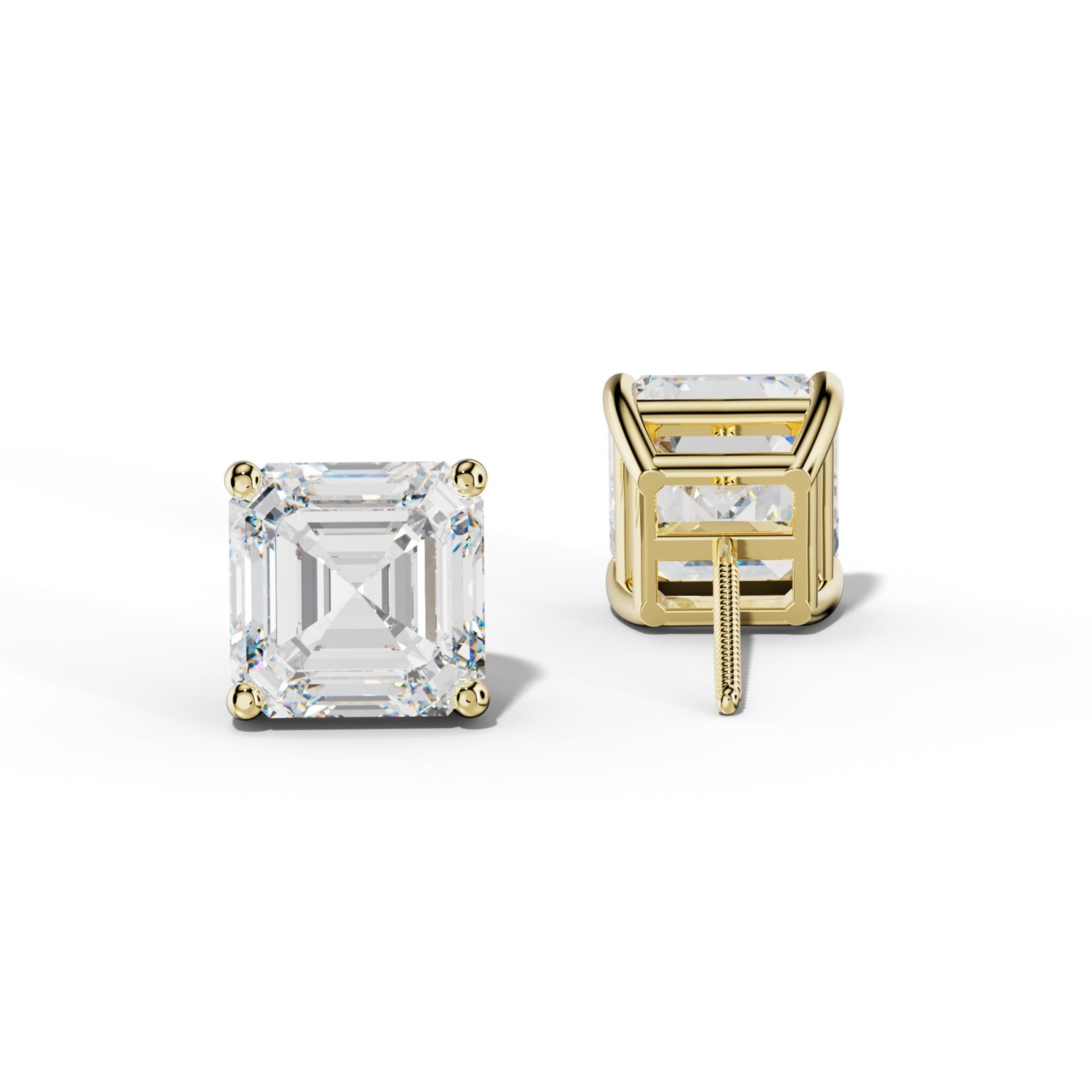 Asscher Diamond Stud Earrings With Four Classic Prongs