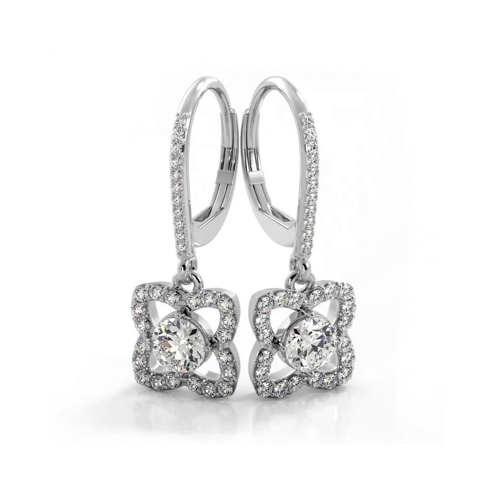 1.50 ctw. Blossom Diamond Drop Earrings Flower Drop Dangles