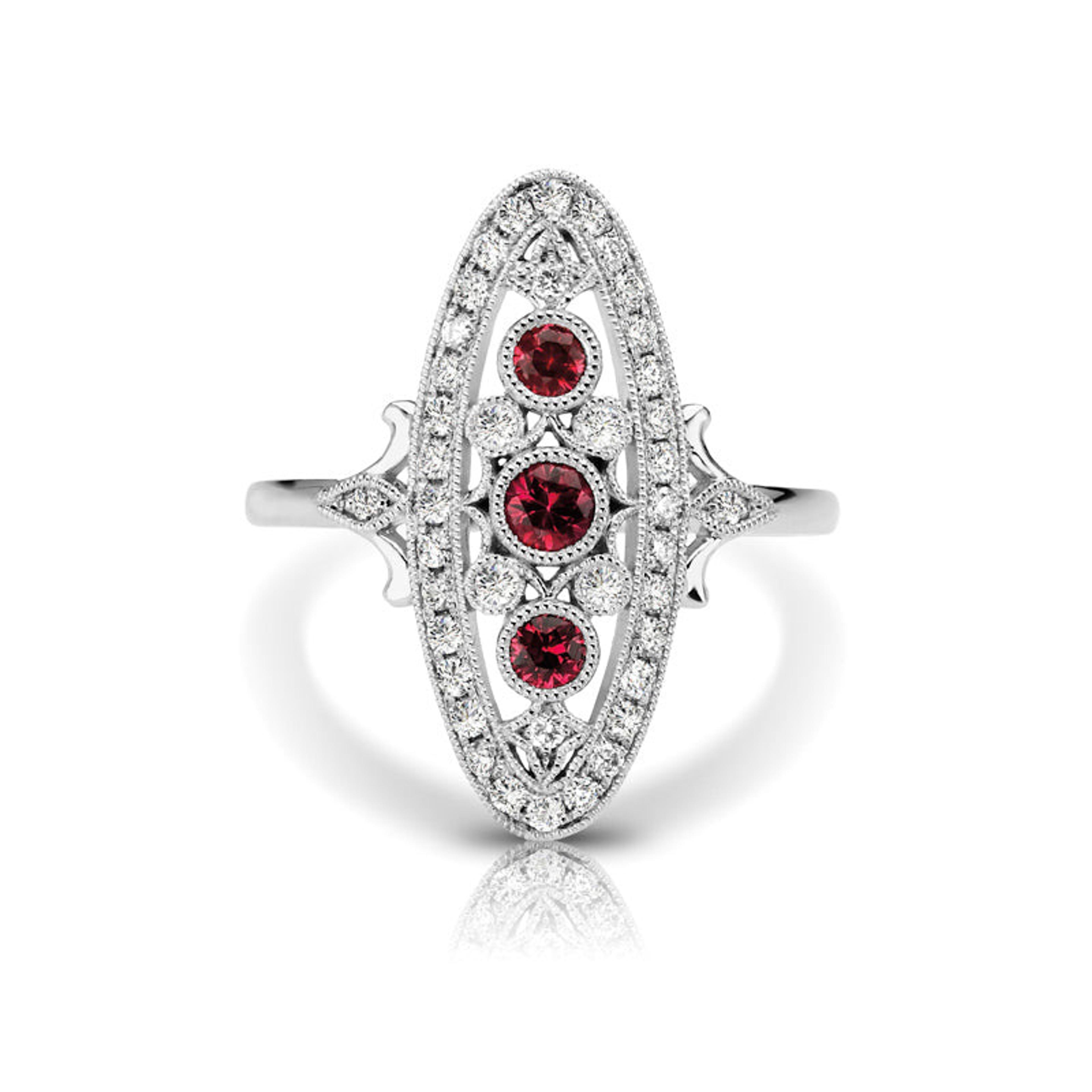 Vintage Inspired 0.35 ct. Natural Ruby Ring With Diamonds