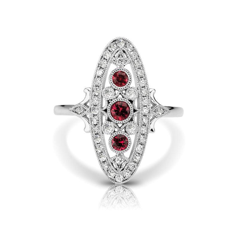 Vintage Inspired 0.35 ct. Natural Ruby Ring With Diamonds