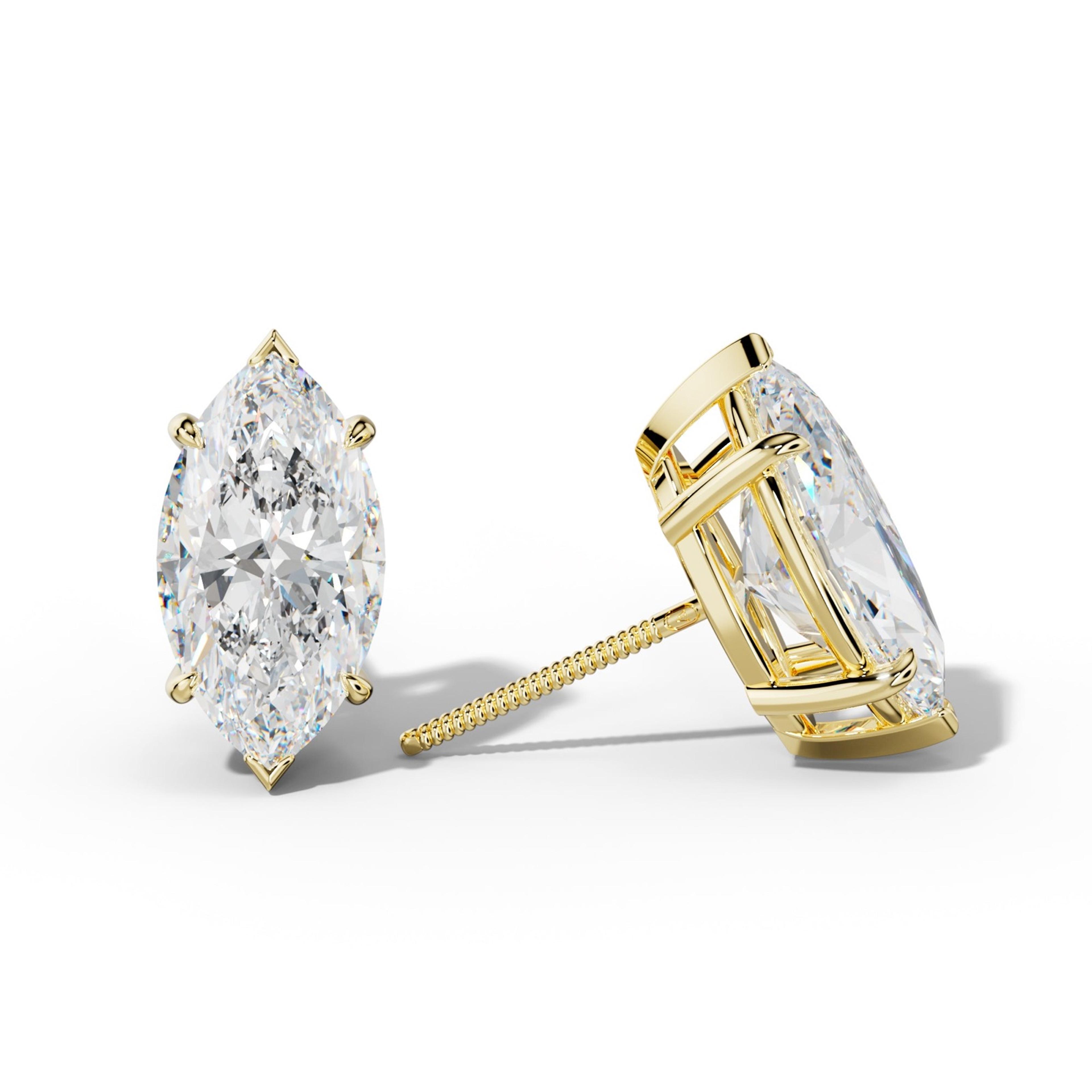 Marquise Diamond Stud Earrings With V Prong Setting