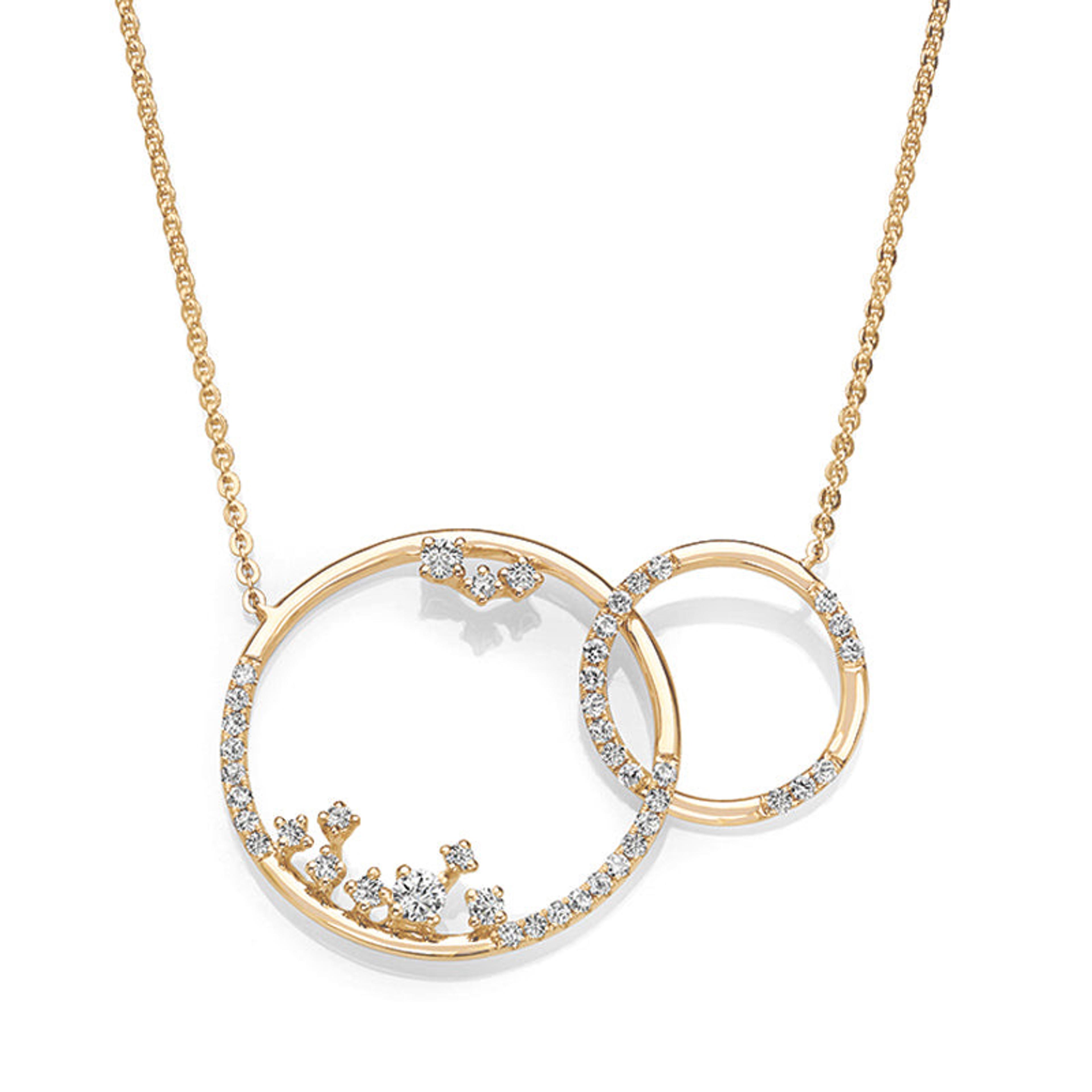 0.50 ctw Diamond Interlocking Circle Necklace Pendant-VIRABYANI
