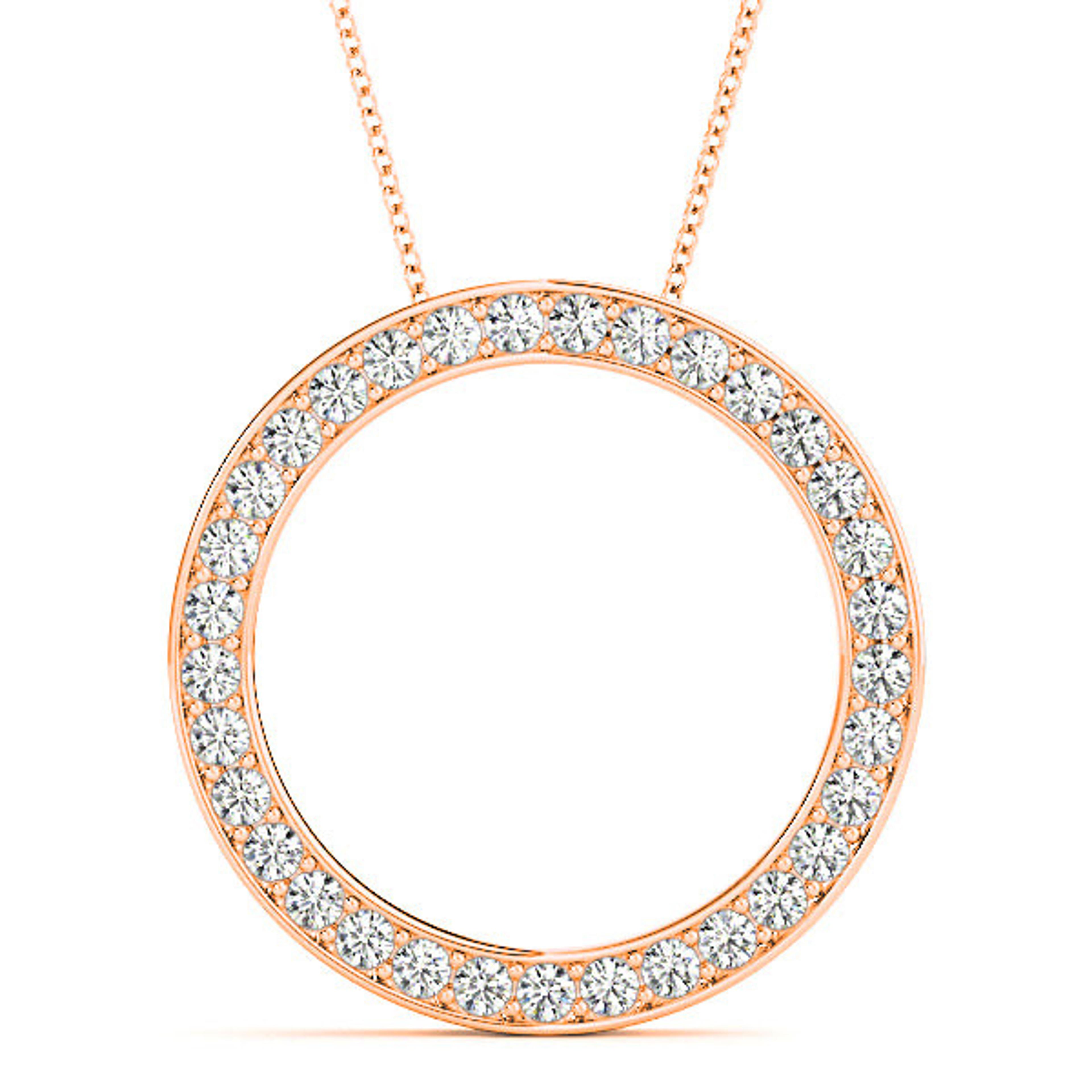 1.00 ctw Diamond Circle Necklace Pendant Pave in Channel Set-VIRABYANI