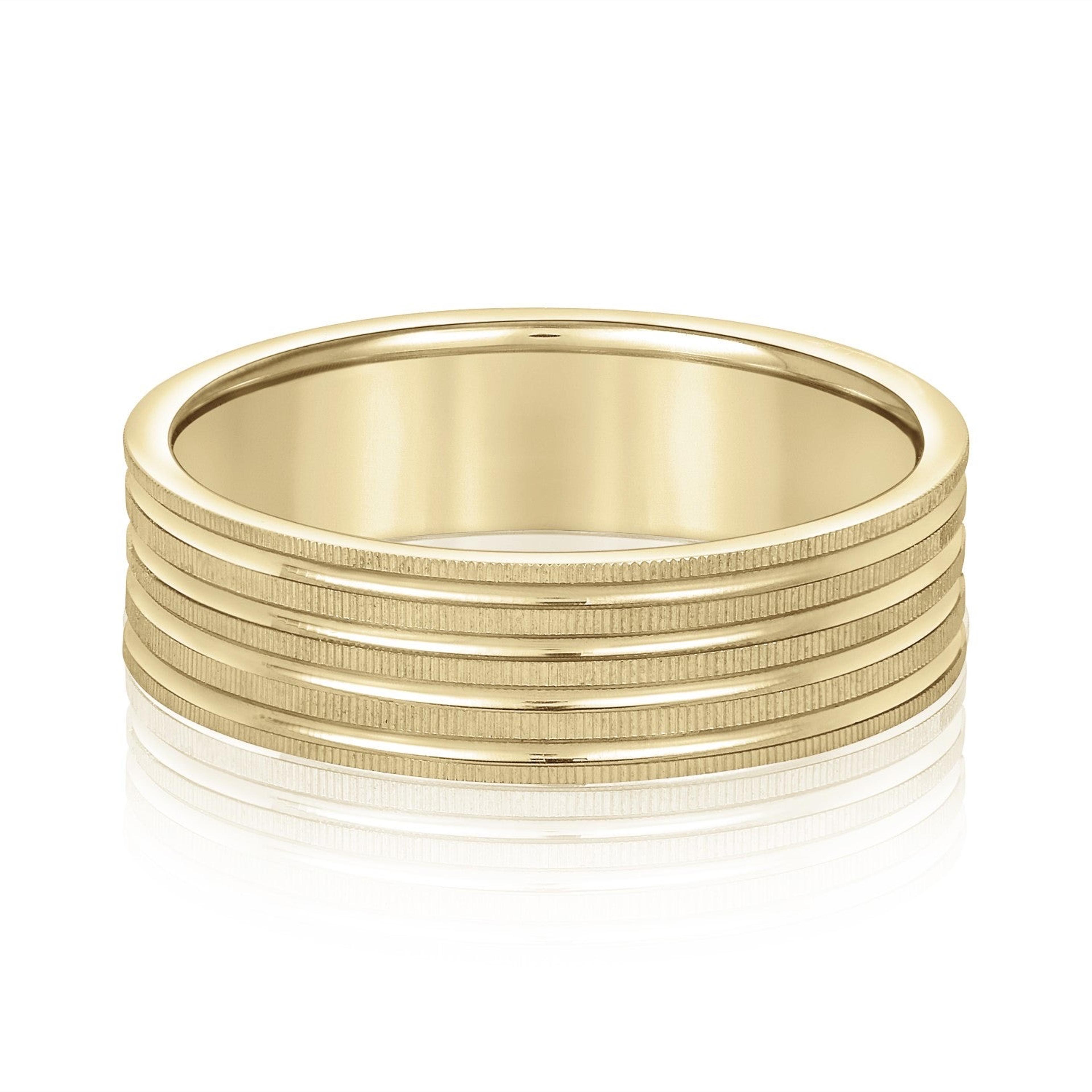 Men's Grooved Textured Wedding Band