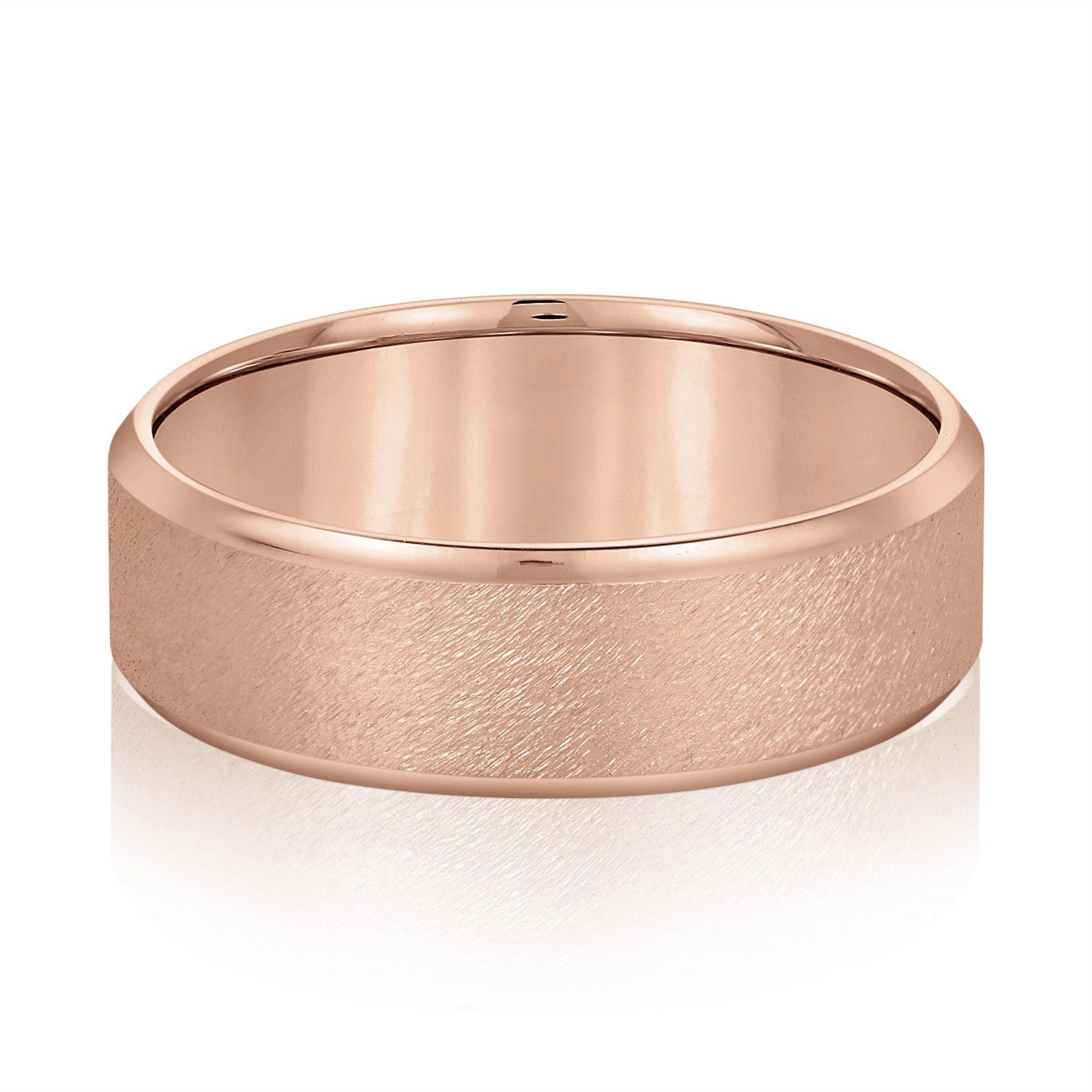 Beveled Edge Comfort Fit Sandblasted Finish Men's Band