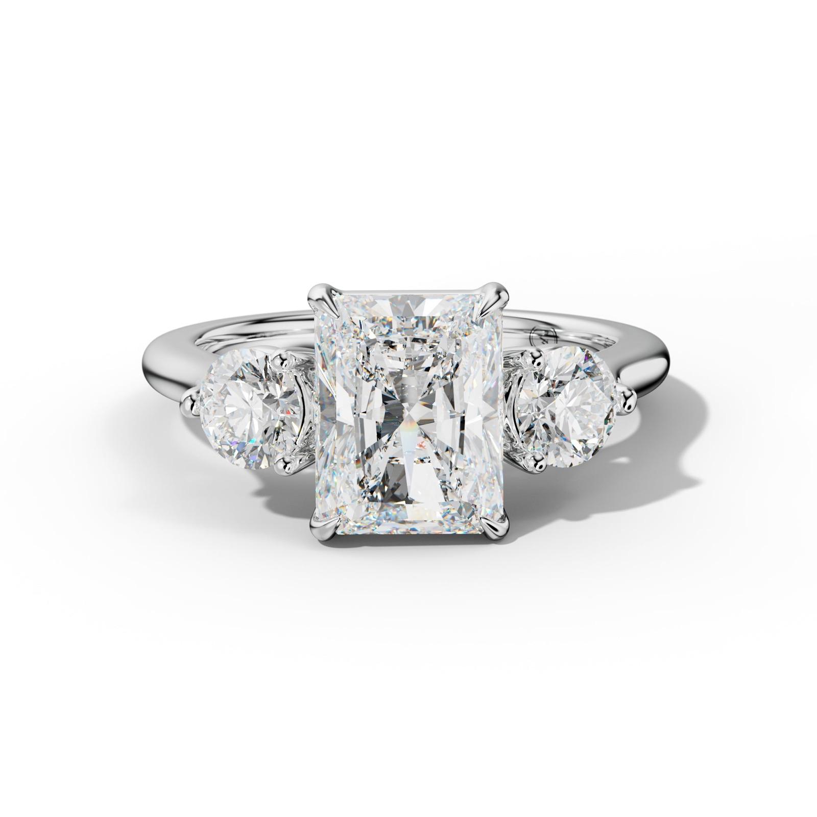 Elsa Radiant Diamond Round Side Diamond Engagement Ring
