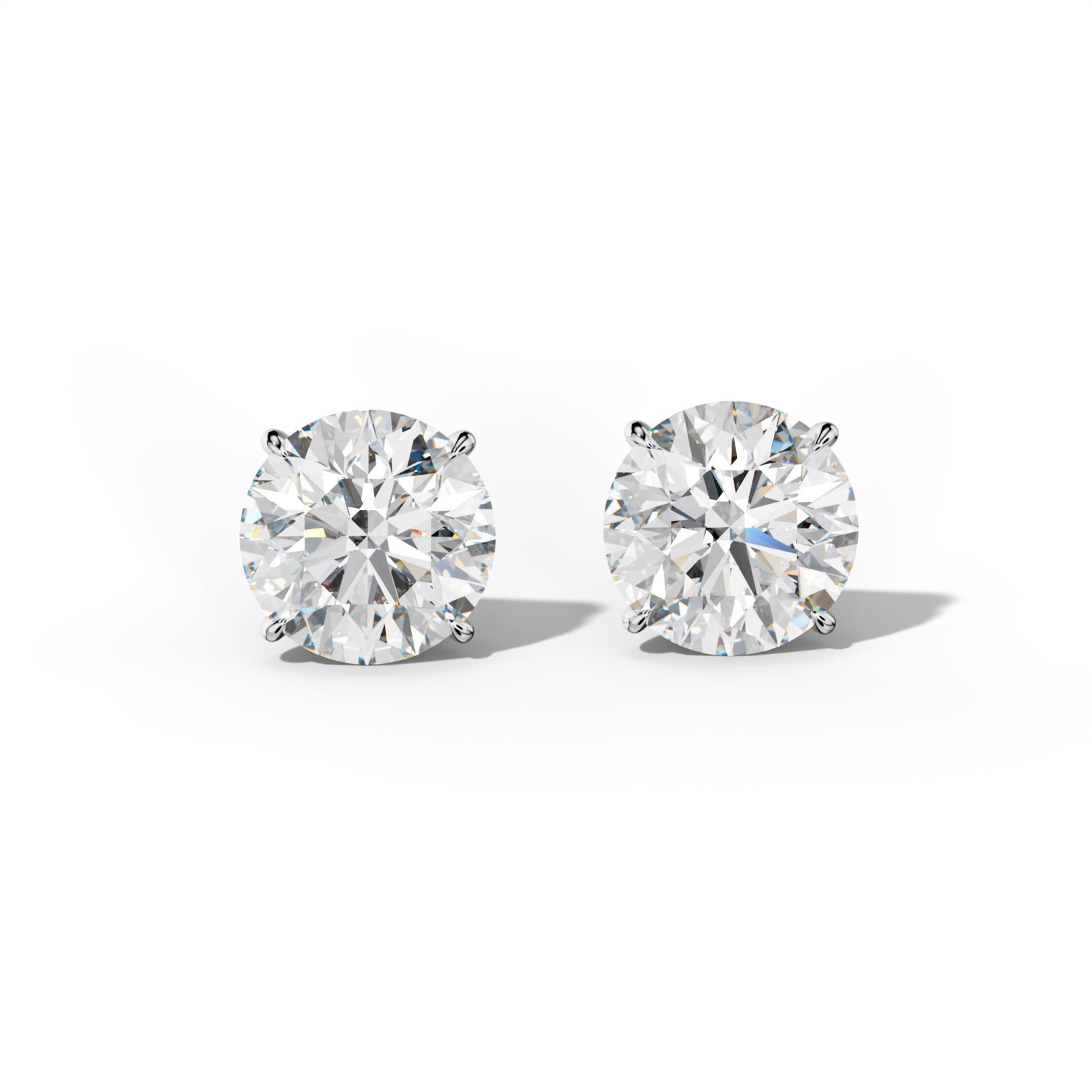 Round Diamond Stud Earrings With Four Prong Martini Settings