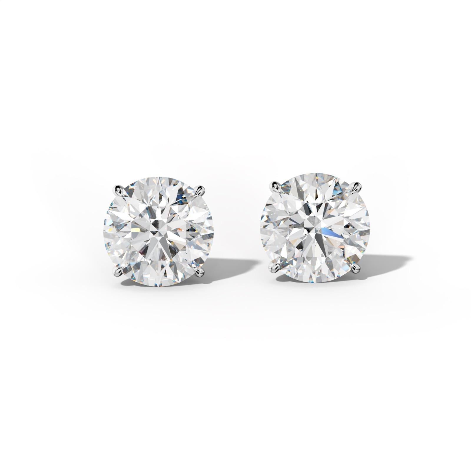 Round Diamond Stud Earrings With Four Prong Martini Settings