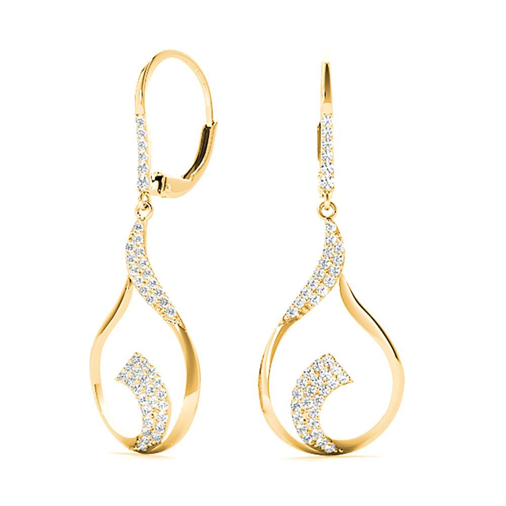 0.45 ctw Diamond Drop Earrings Modern Cocktail Style-VIRABYANI