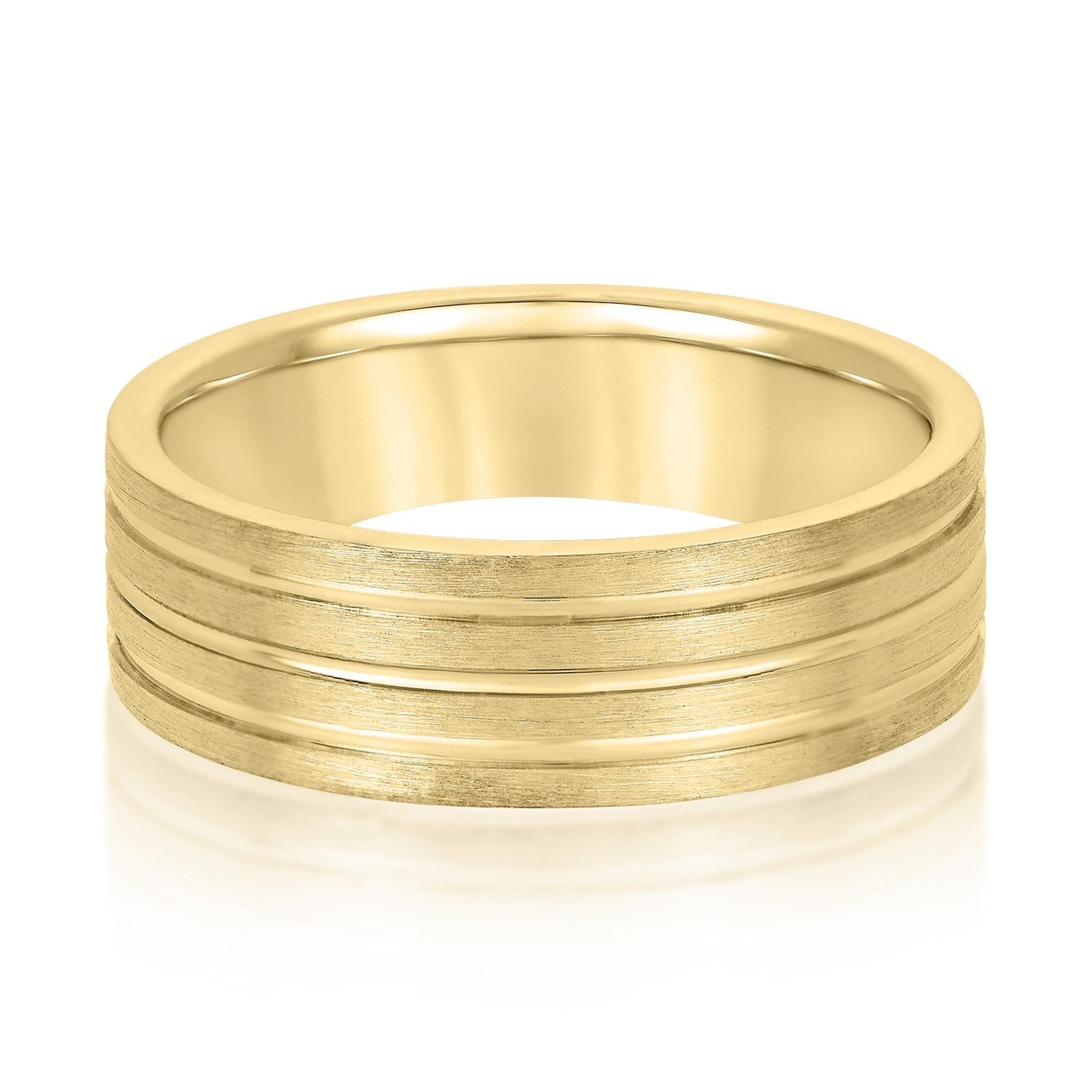 Men's 3 Groove Textured Wedding Band