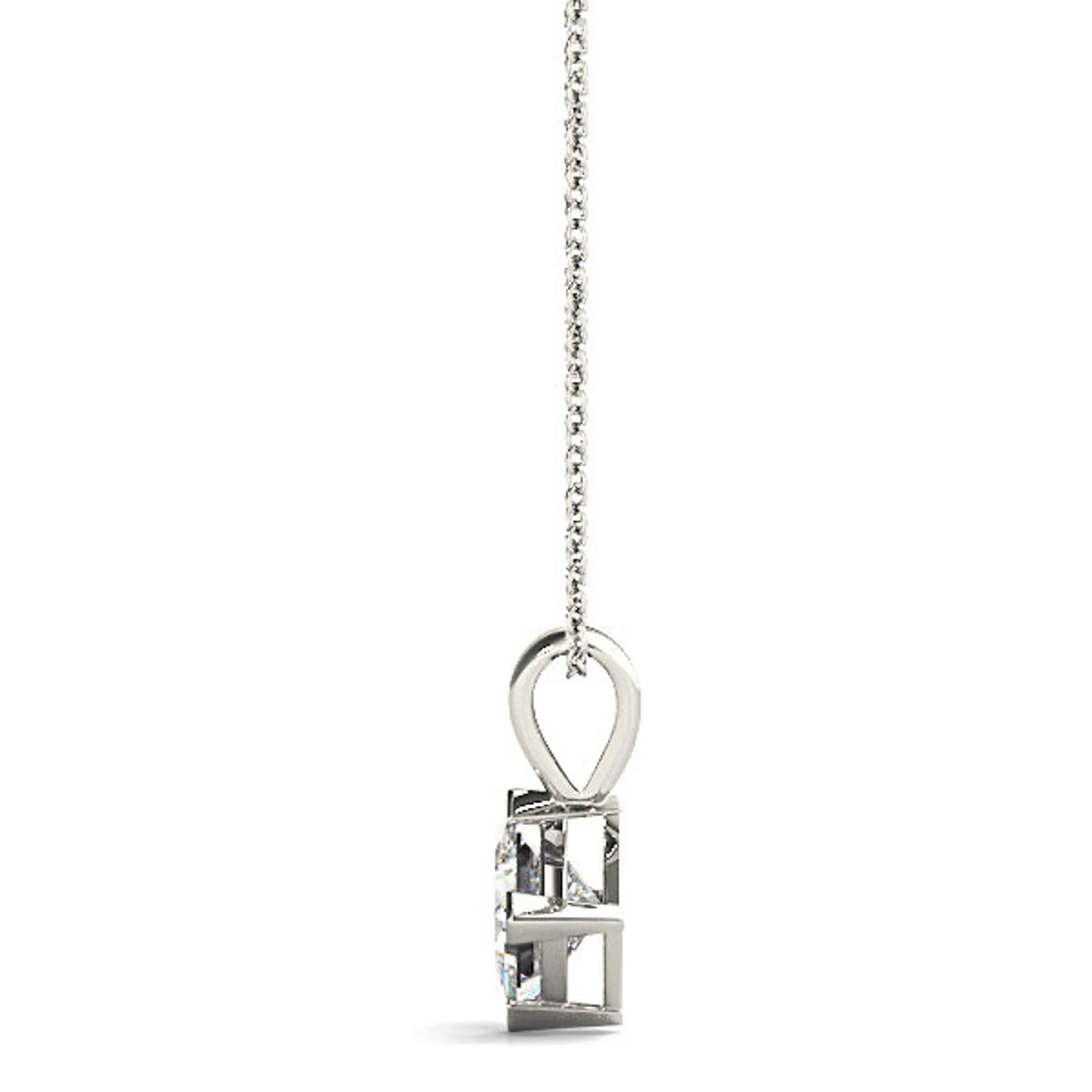 V Prong Princess Cut Diamond Solitaire Necklace Pendant-VIRABYANI