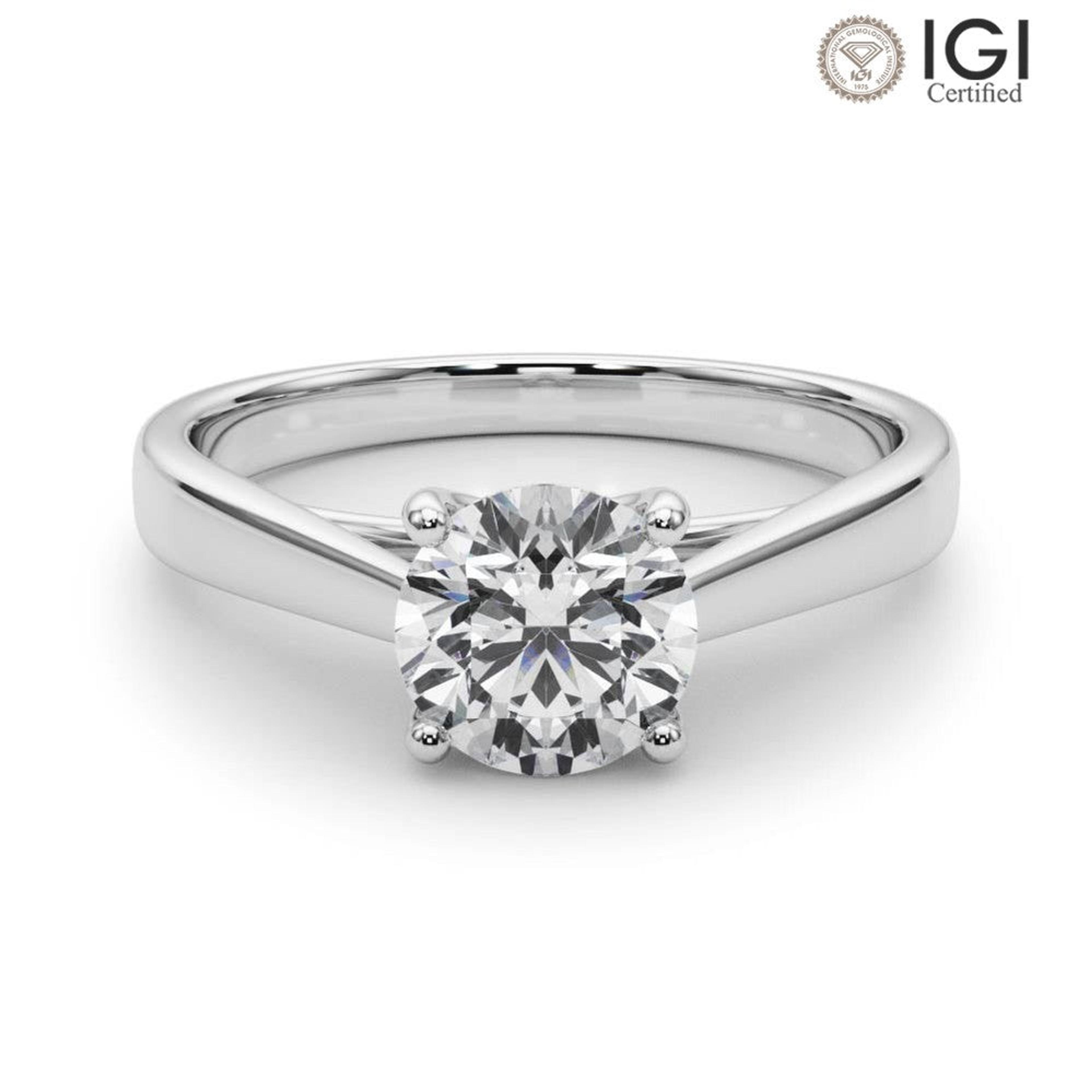 Bella Round Lab Grown Diamond Solitaire Engagement Ring IGI Certified