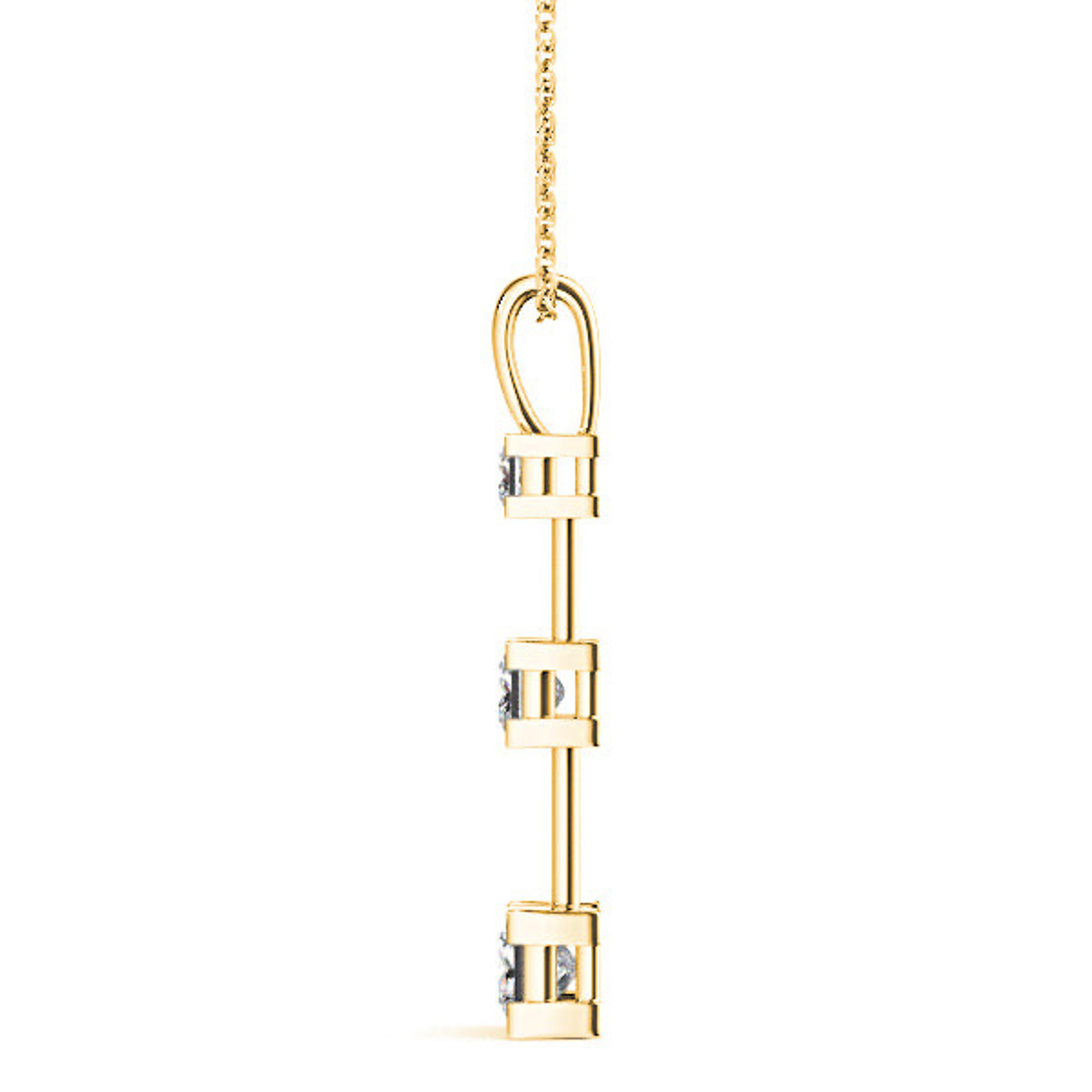 V Prong 1.25 ctw Graduated Princess Cut Diamond Three Stone Necklace Pendant-VIRABYANI