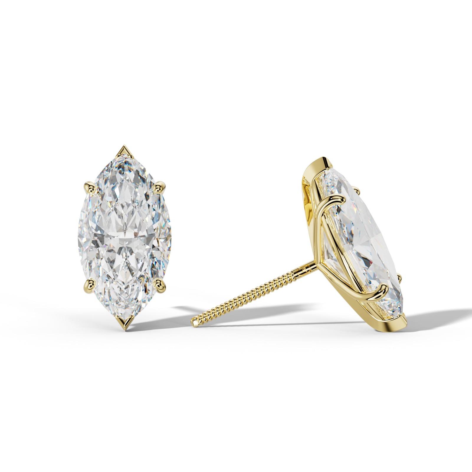 Marquise Diamond Stud Earrings With Classic And V Prong Martini Settings