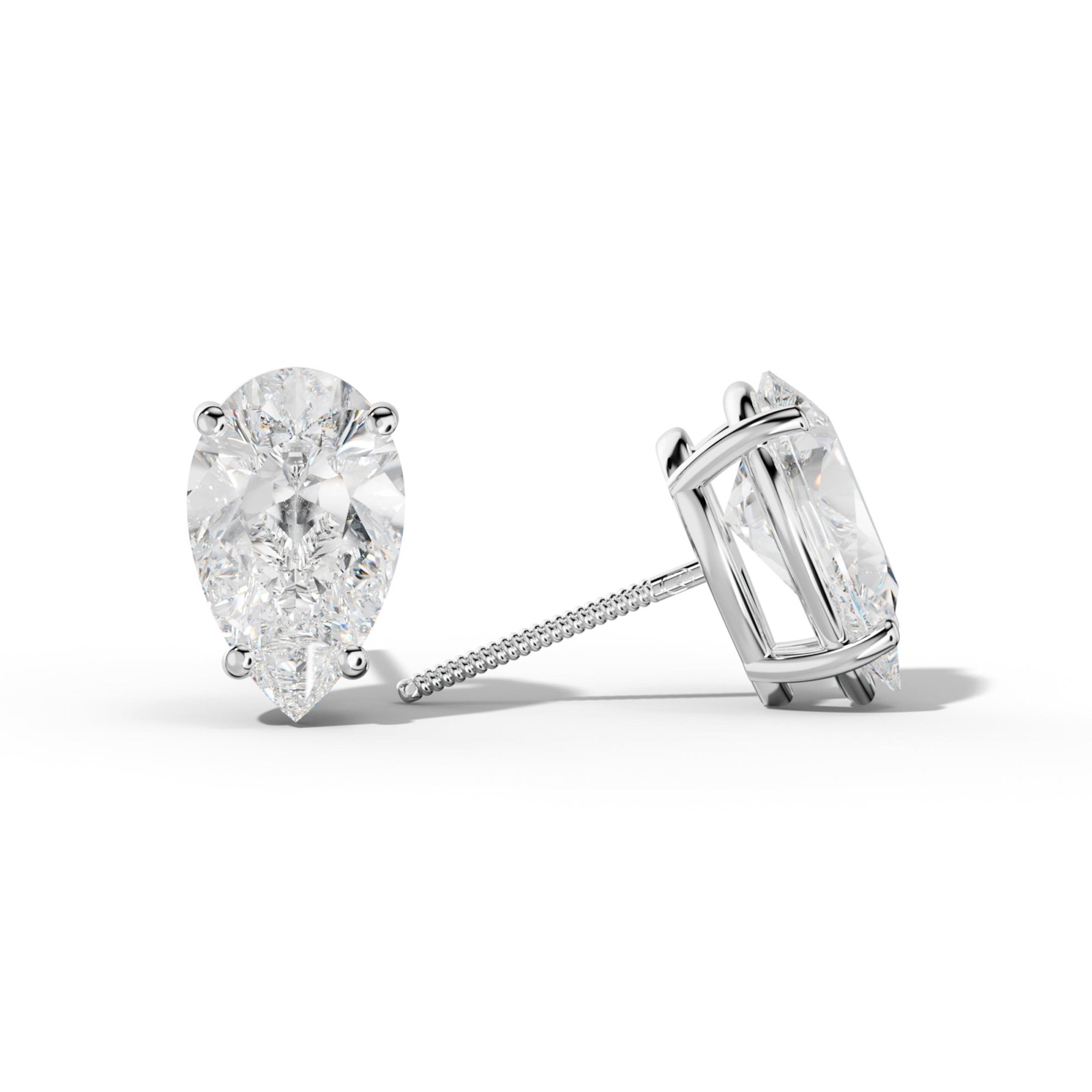 Classic Pear Shape Diamond Stud Earrings