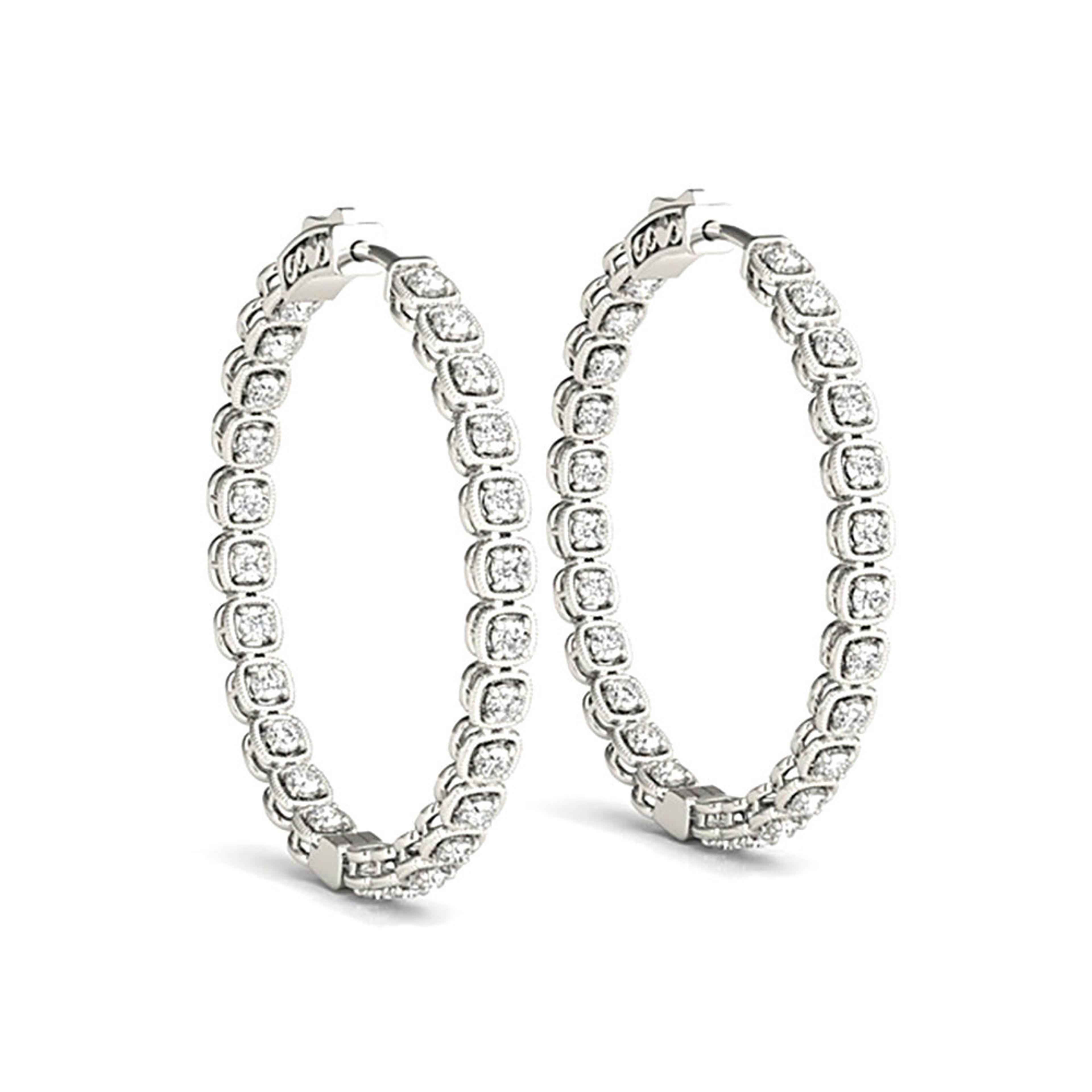Inside-Out 1.50 ctw Diamond Cluster Hoop Earrings