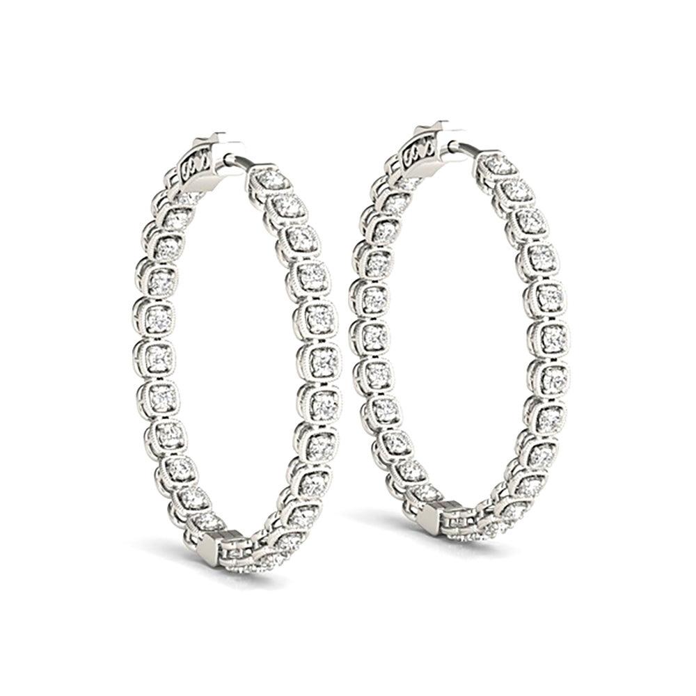 Inside-Out 1.50 ctw Diamond Cluster Hoop Earrings