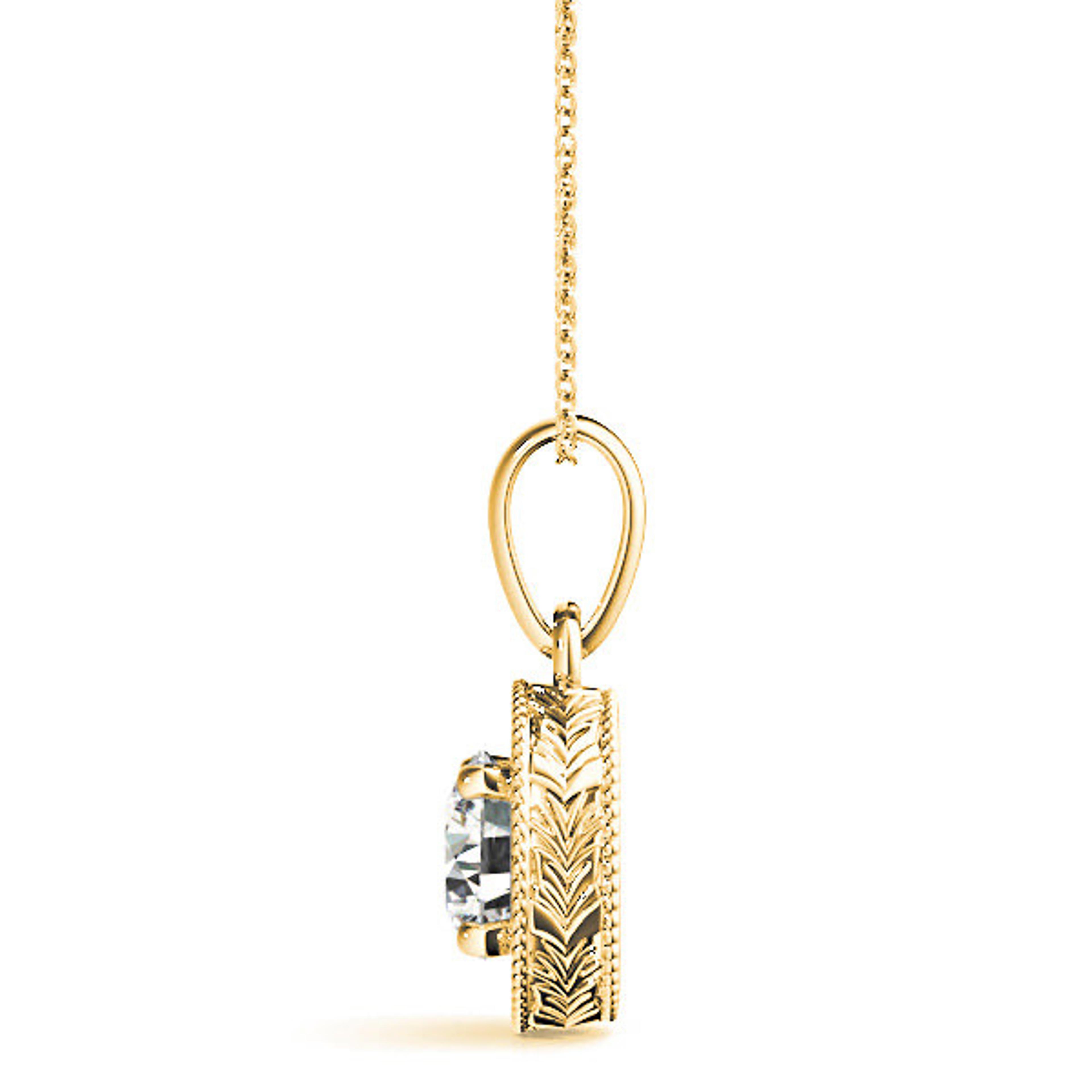 Milgrain Filigree Round Diamond Vintage Necklace Pendant-VIRABYANI