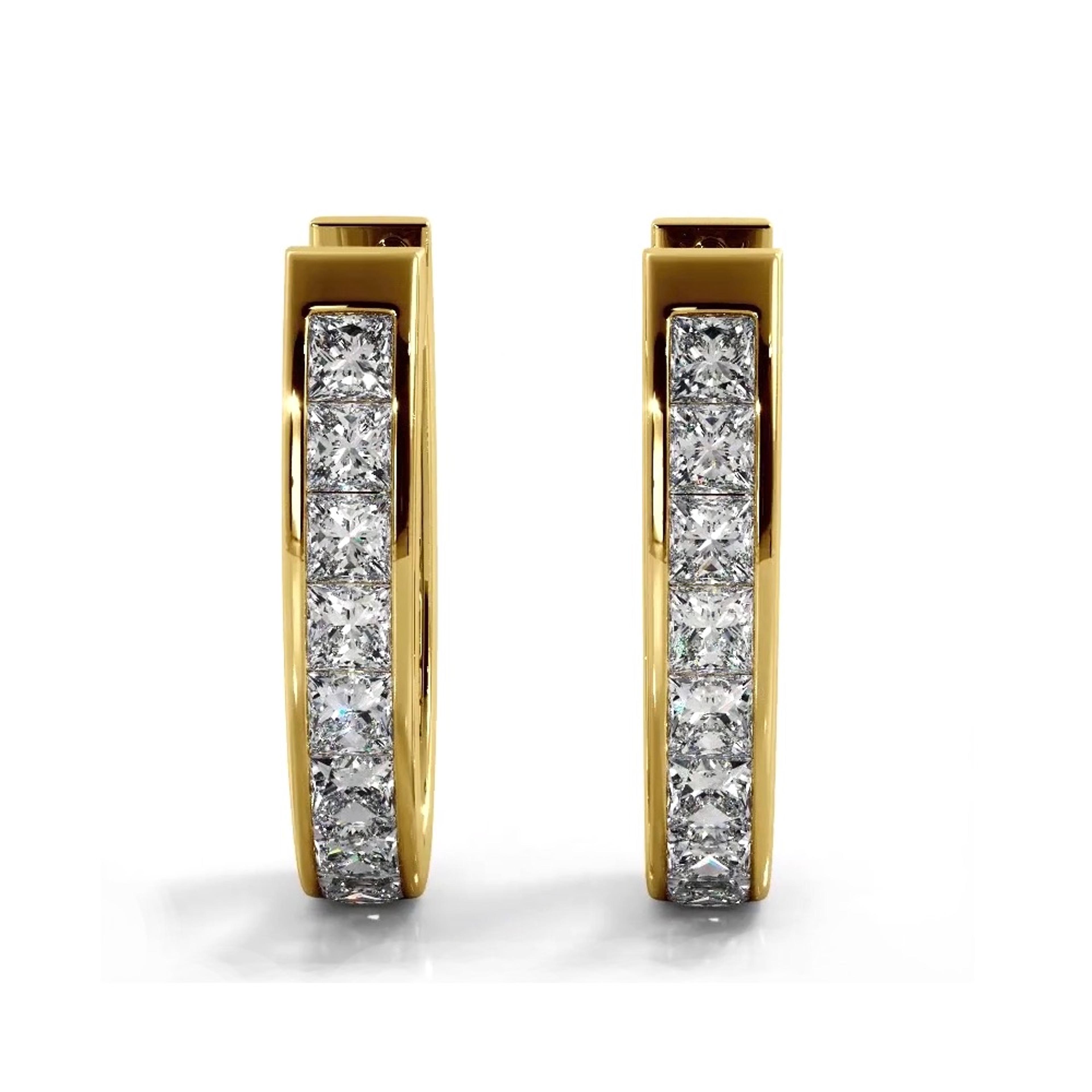 Channel Set 1.0 ctw. Princess Cut Diamond Hoop Earrings