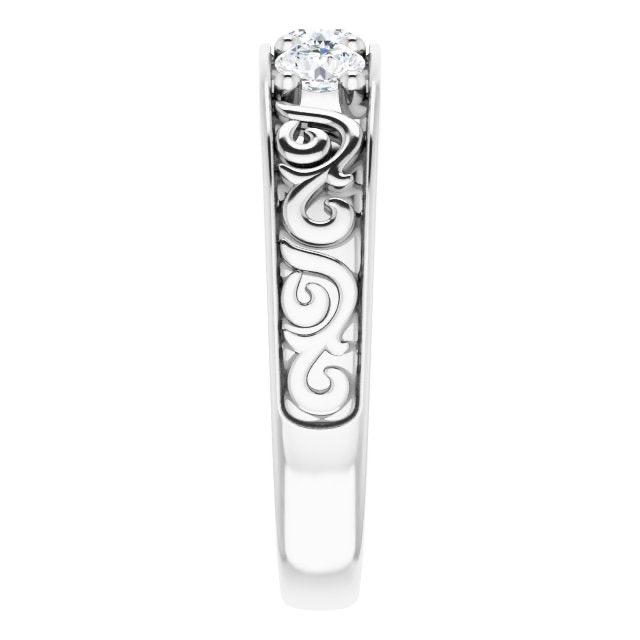 0.75 ctw Round Diamond Filigree Accent Men's Ring Vintage Inspired