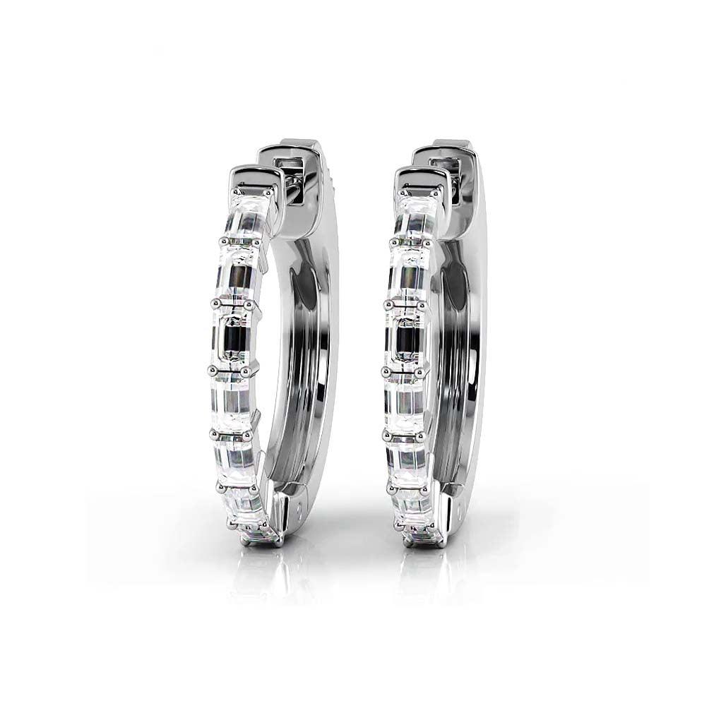 0.50 ctw. Baguette Diamond Hoop Earrings Huggie Style