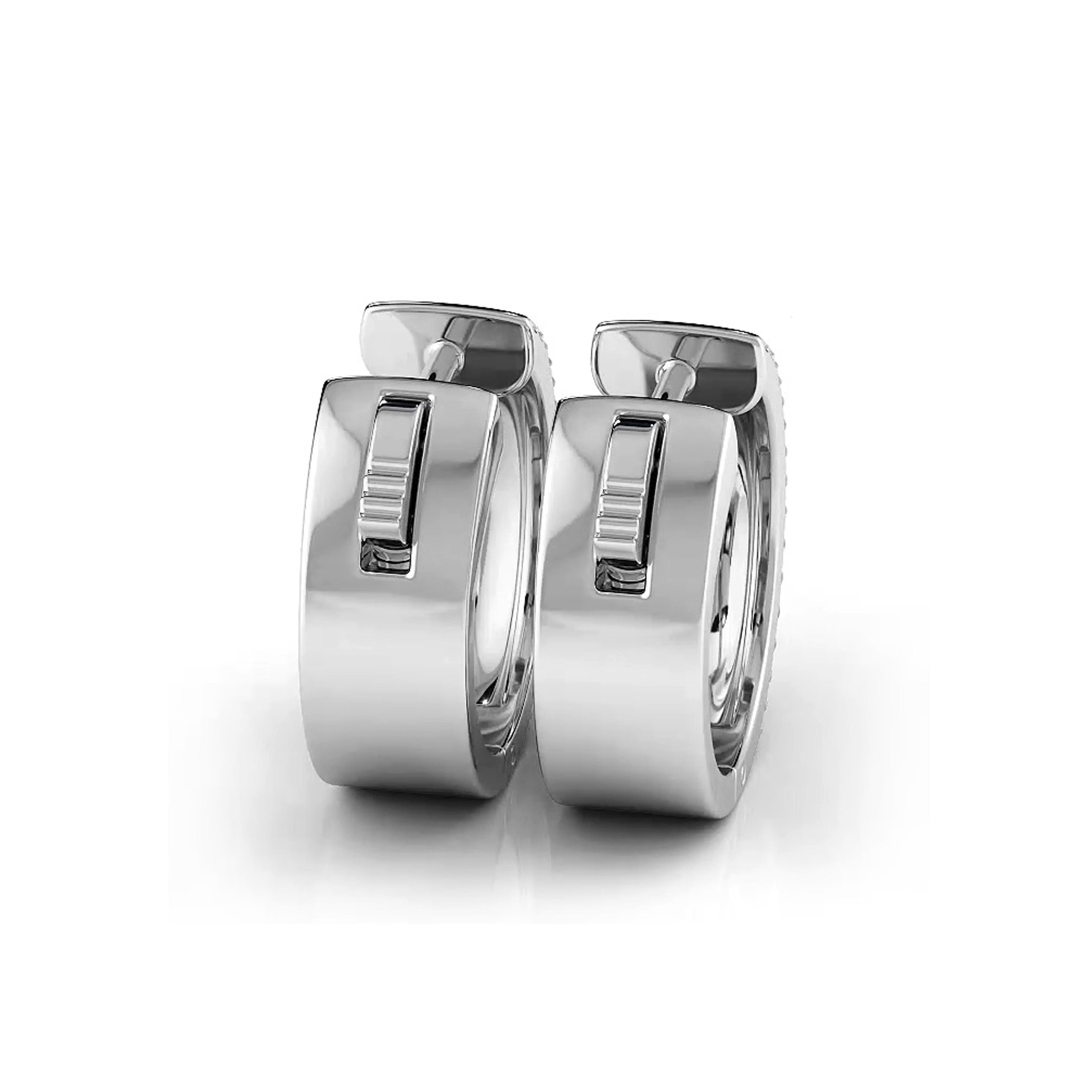 Five Row 1.0 ctw. Round Brilliant Diamond Hoop Earrings Huggie Style