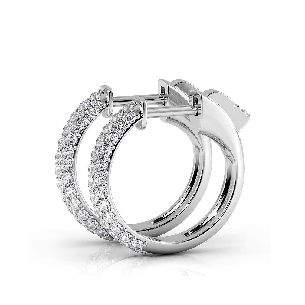 Triple Row 0.60 ctw. Round Diamond Hoop Earrings Pave Dome Style