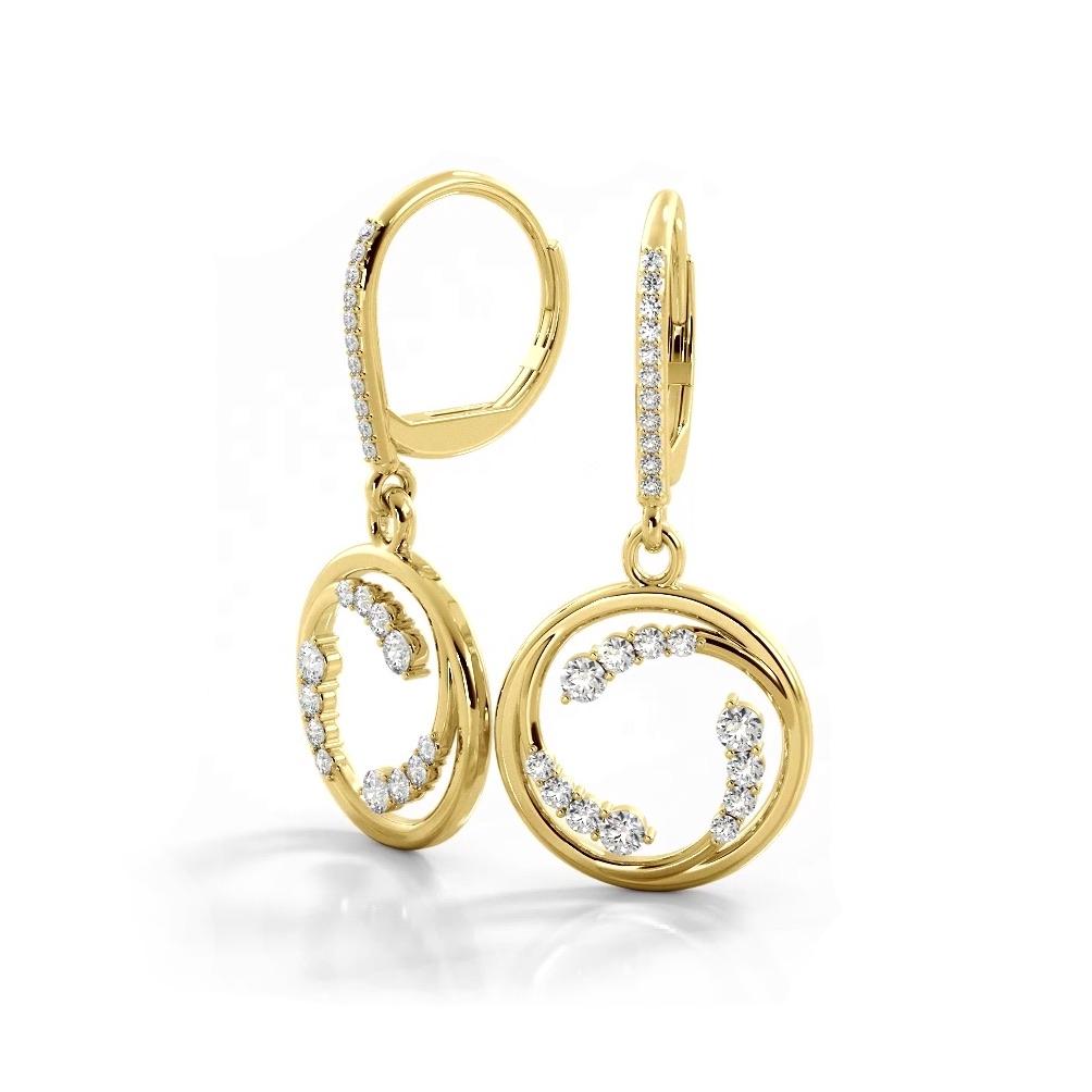 0.60 ctw. Round Diamond Circle Dangle Hoop Earrings