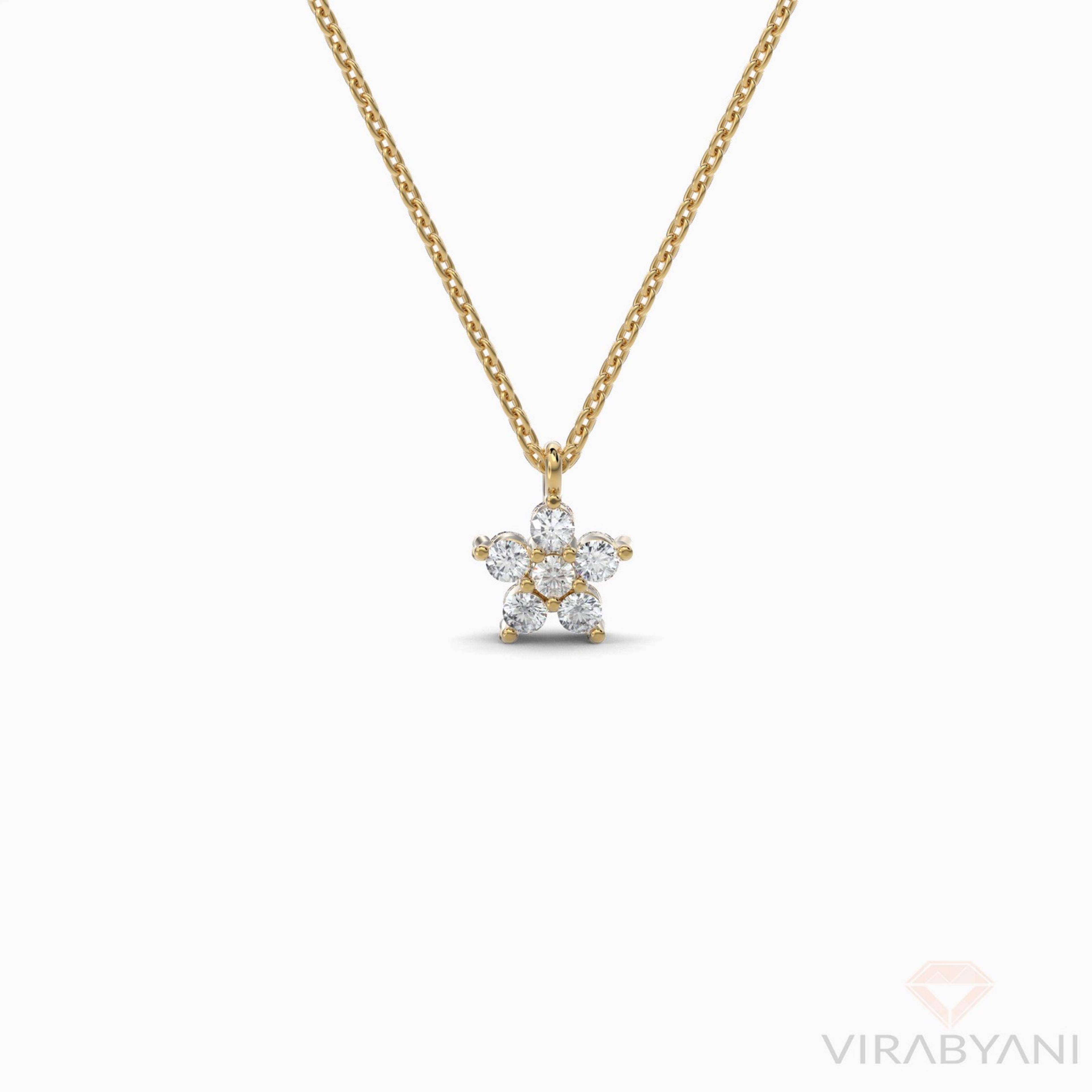 Double Sided Diamond & Sapphire Flower Necklace