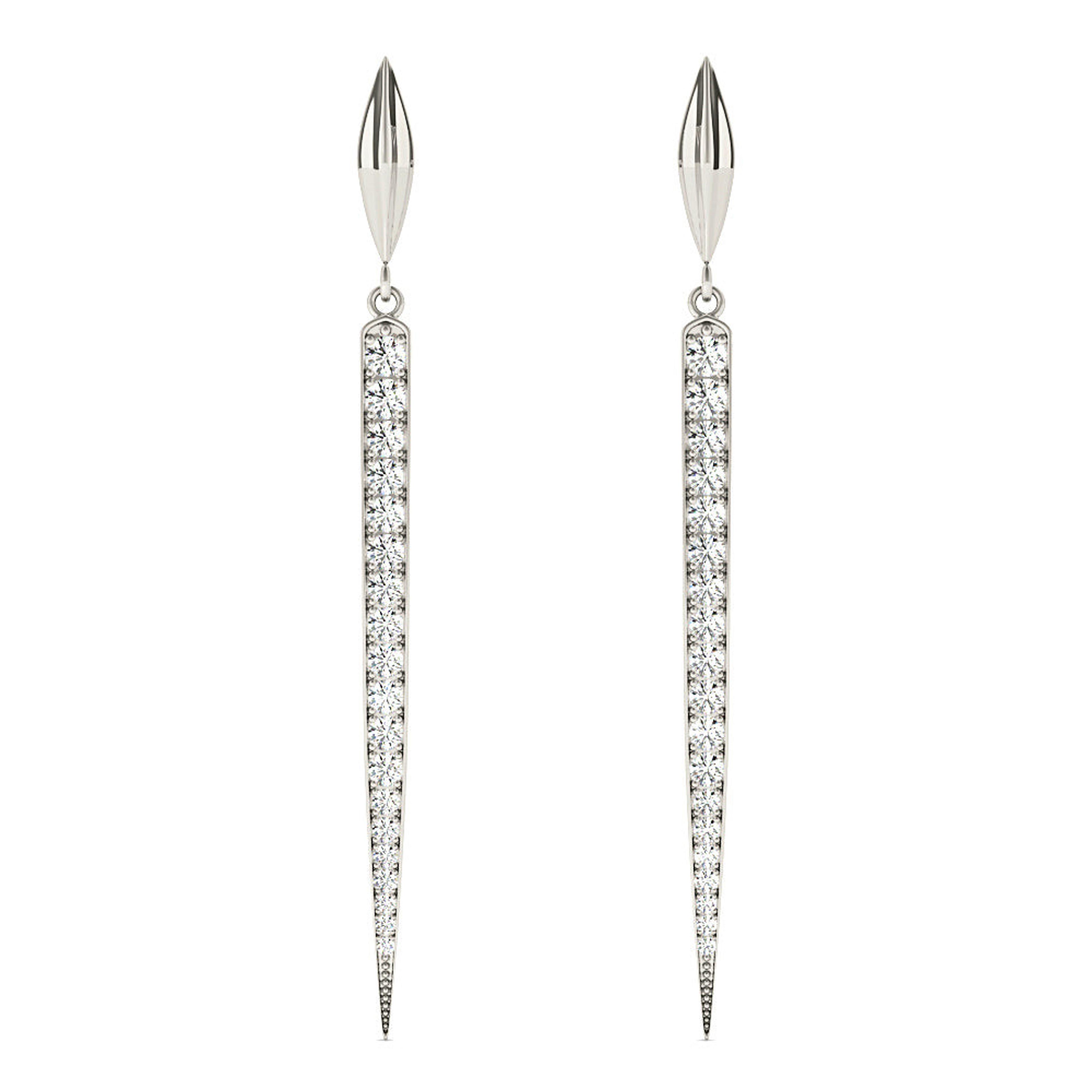1.25 ctw Diamond Linear Drop Earrings-VIRABYANI