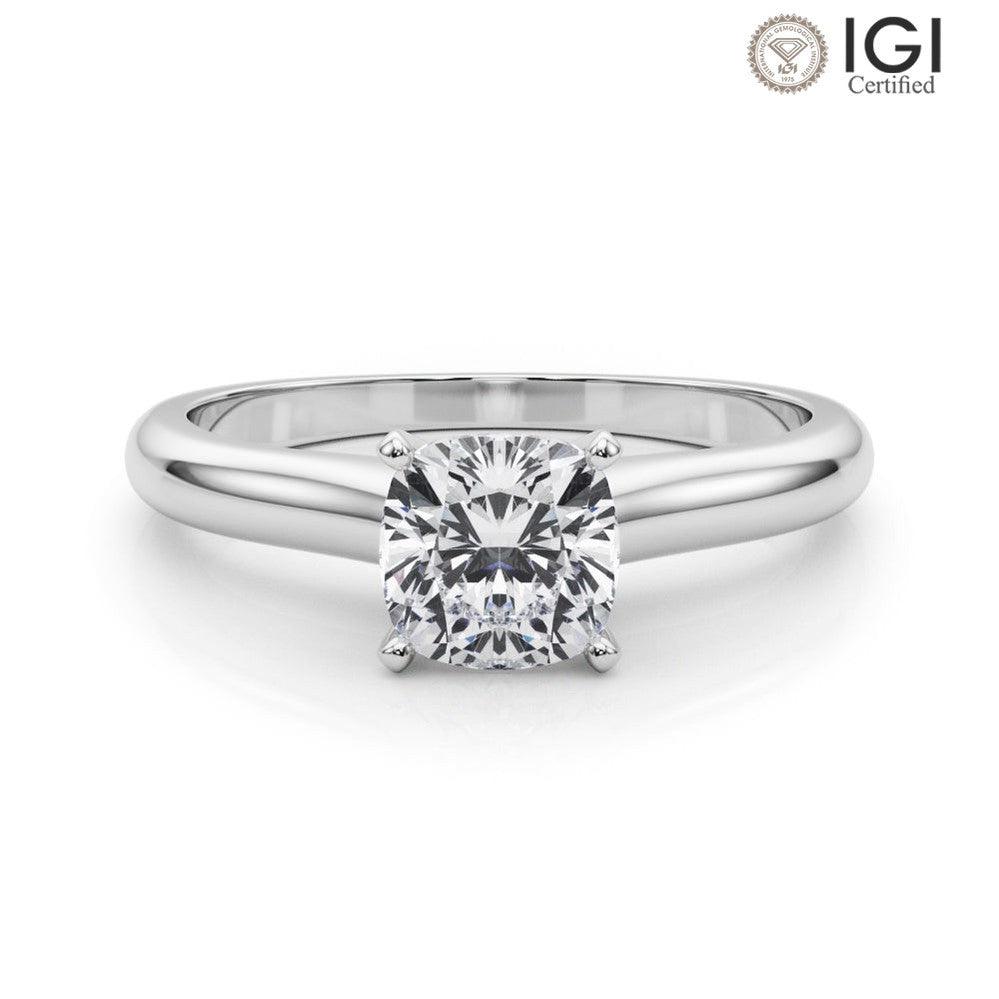 Isabella Cushion Lab Grown Diamond Solitaire Engagement Ring IGI Certified