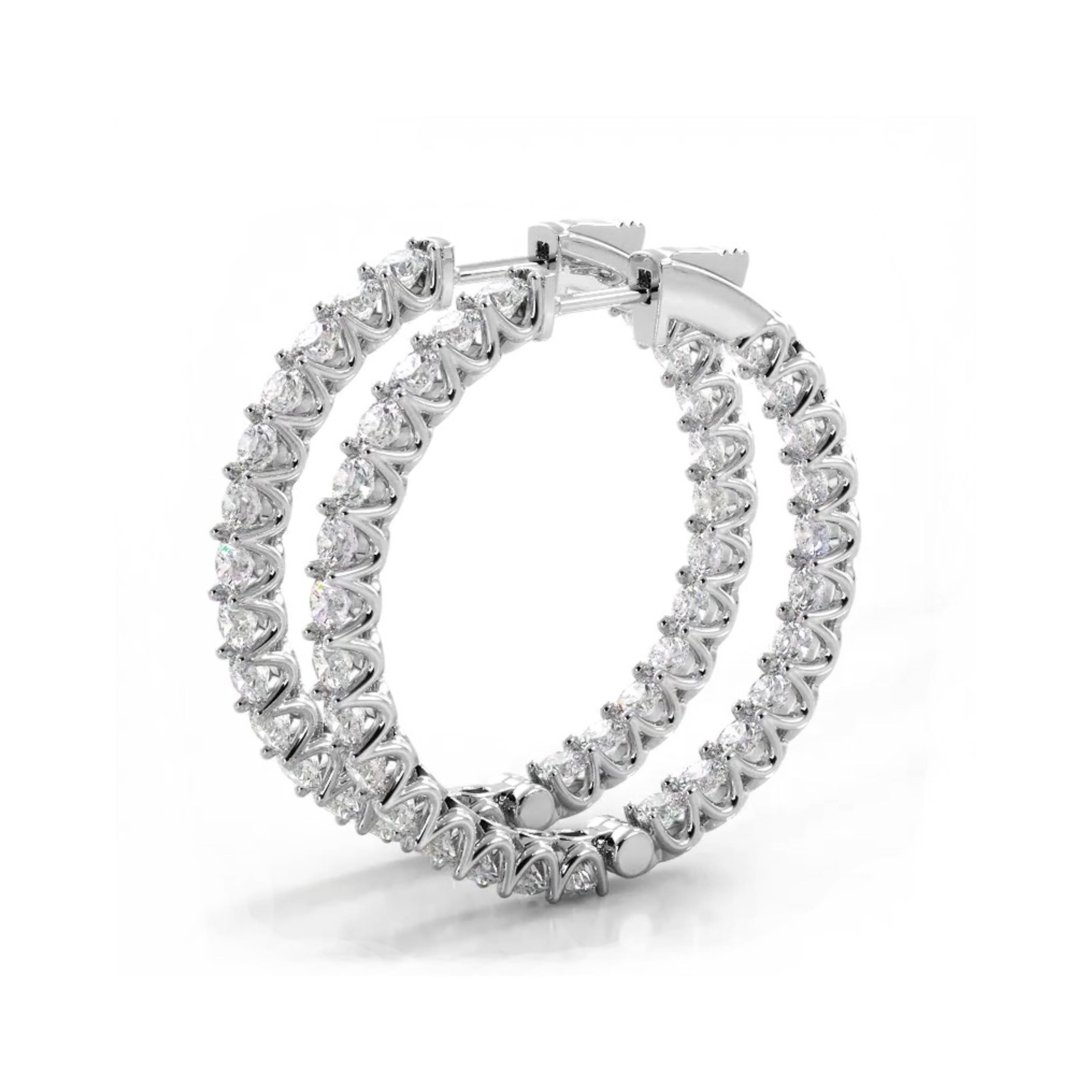2.30 ctw. Inside Out U Prong Diamond Medium Hoop Earrings